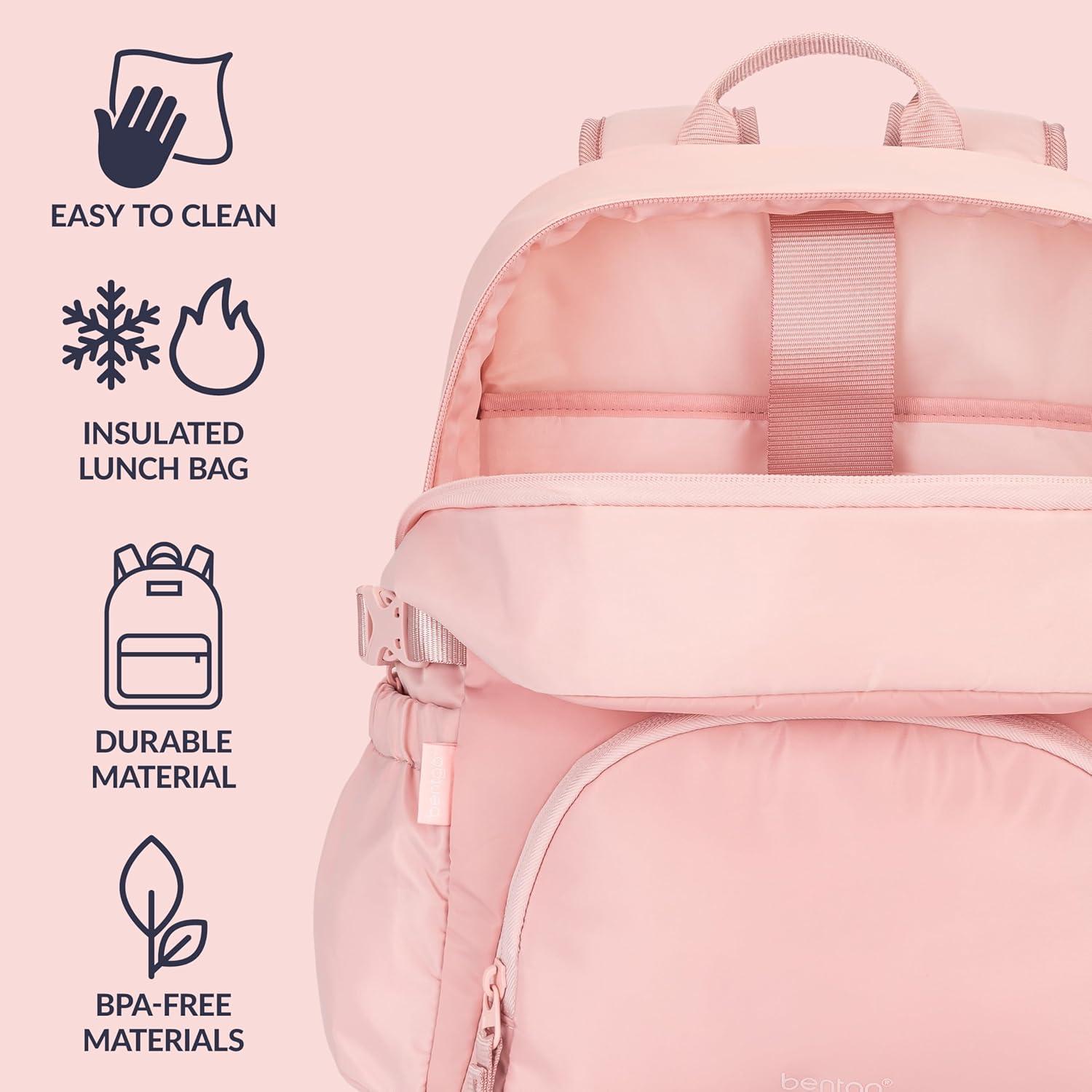 imageBentgo 2in1 Adult Backpack amp Insulated Lunch Bag Lightweight WaterResistant Travel Backpack with 9 Compartments Laptop Sleeve amp Trolley Sleeve for Work amp Everyday Use Soft BlushSoft Blush