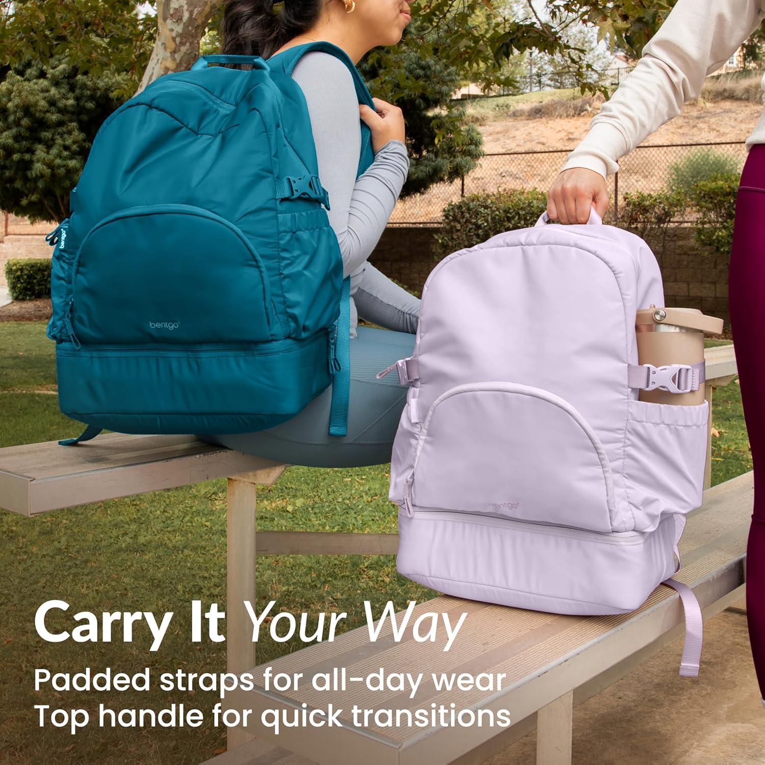 imageBentgo 2in1 Adult Backpack amp Insulated Lunch Bag Lightweight WaterResistant Travel Backpack with 9 Compartments Laptop Sleeve amp Trolley Sleeve for Work amp Everyday Use Soft BlushLavender