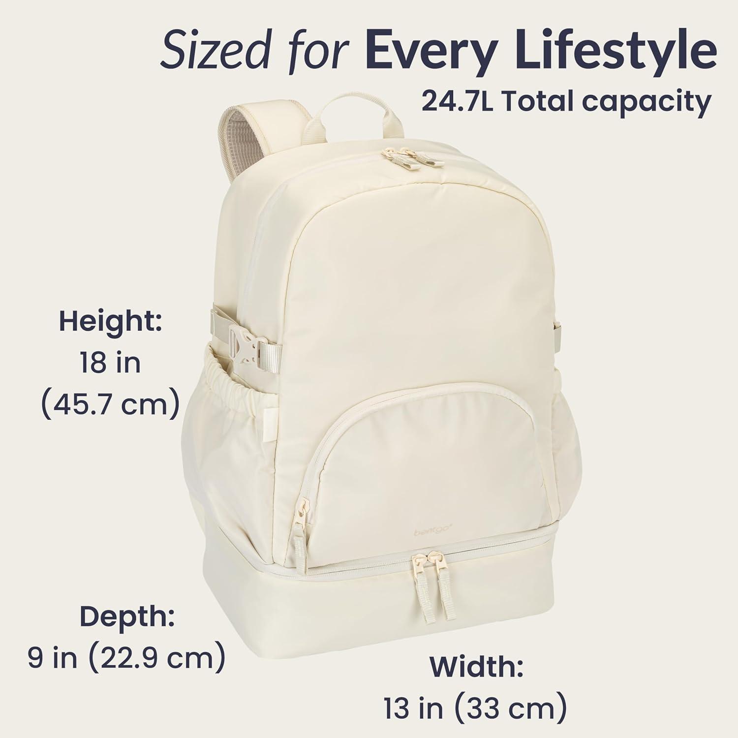 imageBentgo 2in1 Adult Backpack amp Insulated Lunch Bag Lightweight WaterResistant Travel Backpack with 9 Compartments Laptop Sleeve amp Trolley Sleeve for Work amp Everyday Use Soft BlushBone