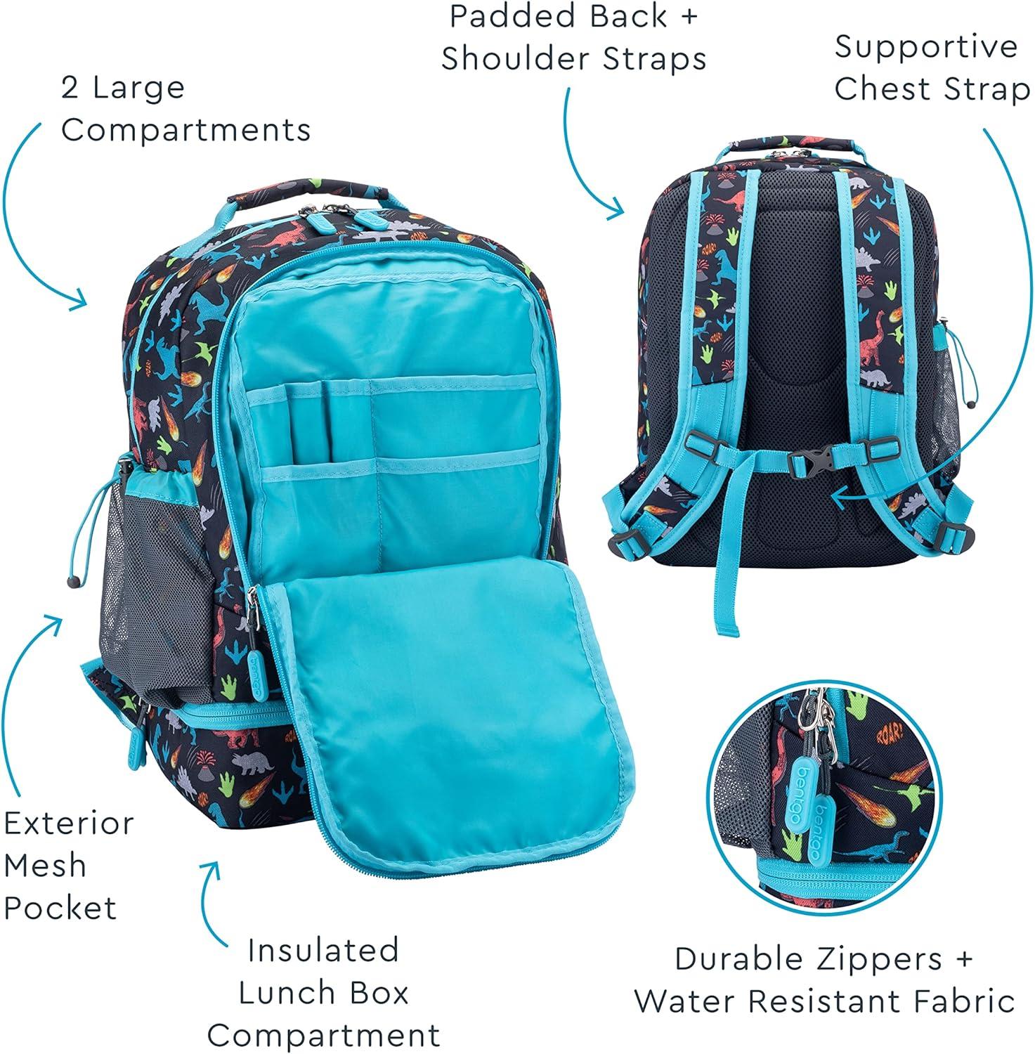 imageBentgo 2in1 Backpack amp Insulated Lunch Bag Set With Kids Prints Lunch Box Dinosaur