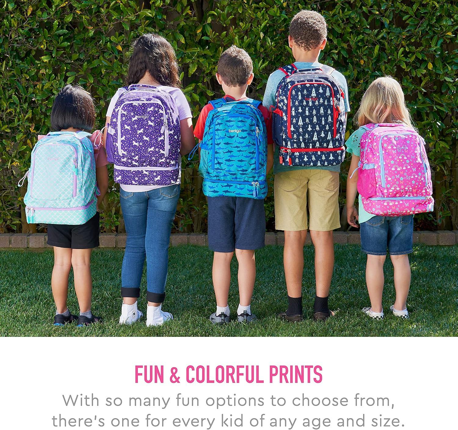 imageBentgo 2in1 Backpack amp Insulated Lunch Bag Set With Kids Prints Lunch Box Rainbows and Butterflies
