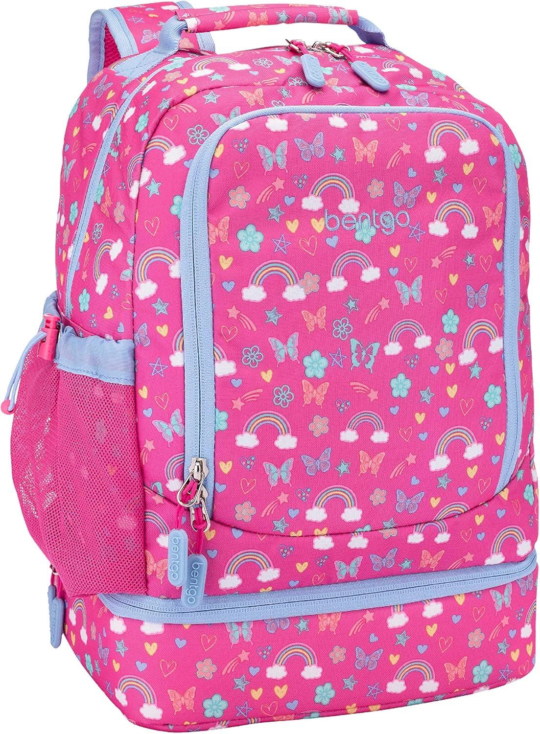imageBentgo 2in1 Backpack amp Insulated Lunch Bag Set With Kids Prints Lunch Box Rainbows and Butterflies