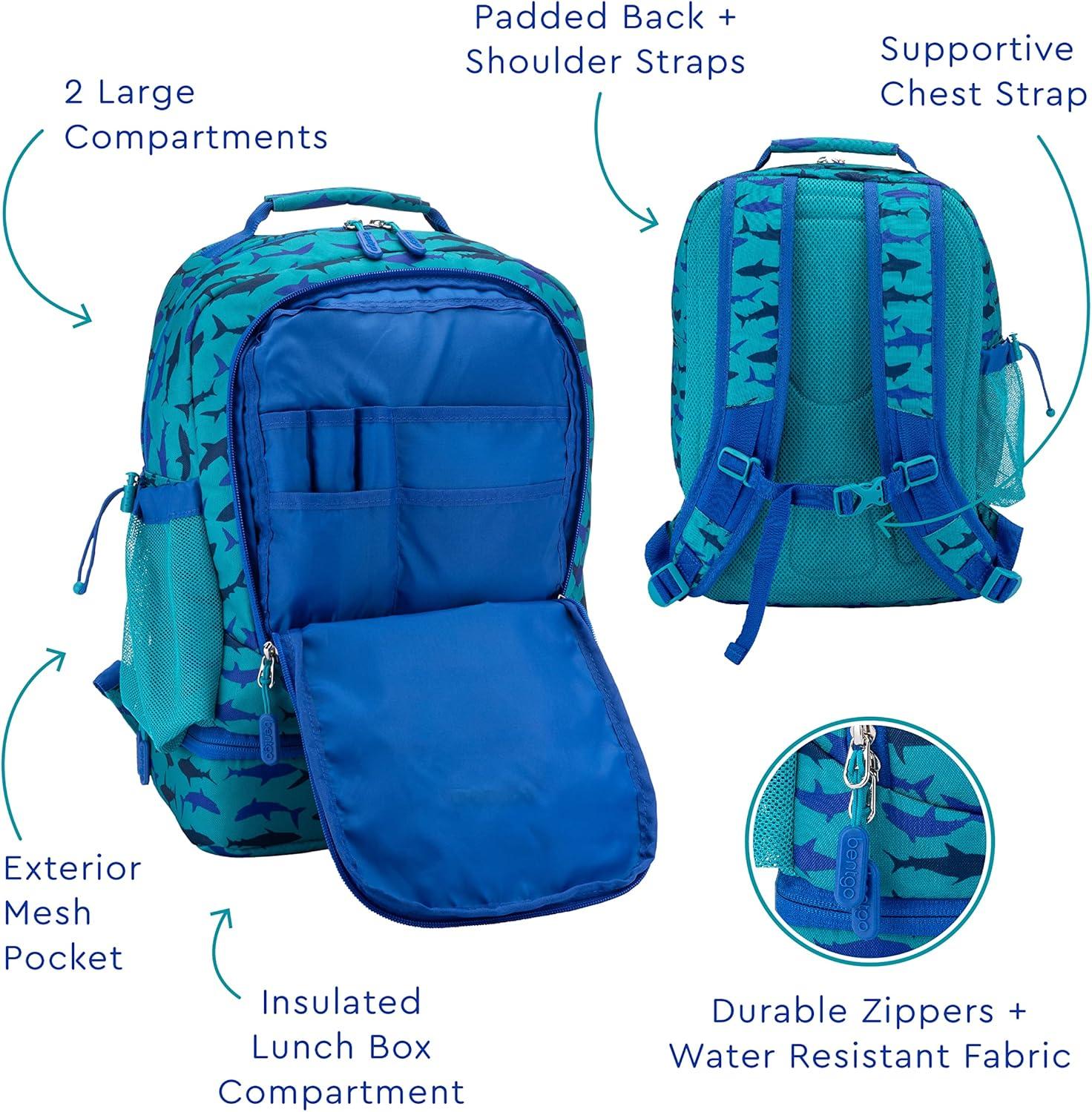 imageBentgo 2in1 Backpack amp Insulated Lunch Bag Set With Kids Prints Lunch Box Shark