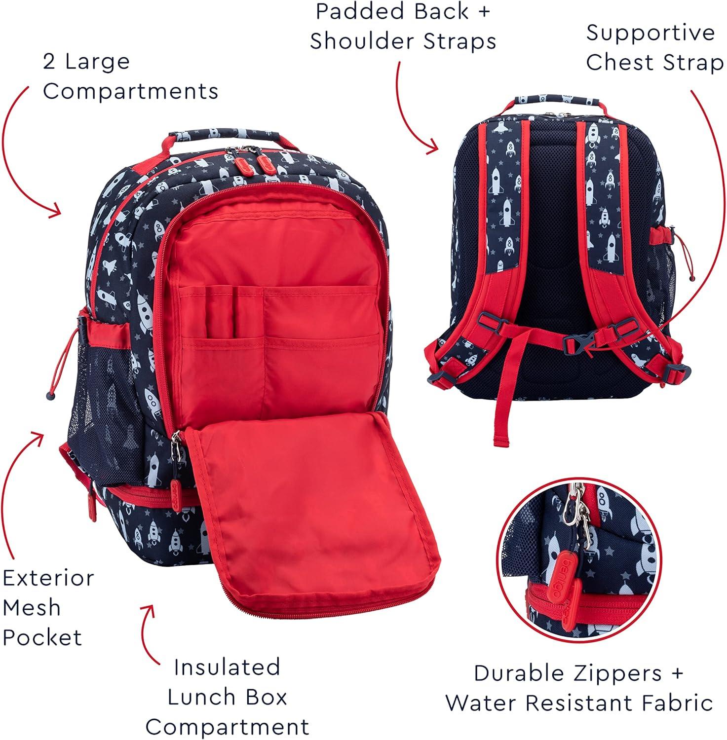 imageBentgo 2in1 Backpack amp Insulated Lunch Bag Set With Kids Prints Lunch Box Space Rockets