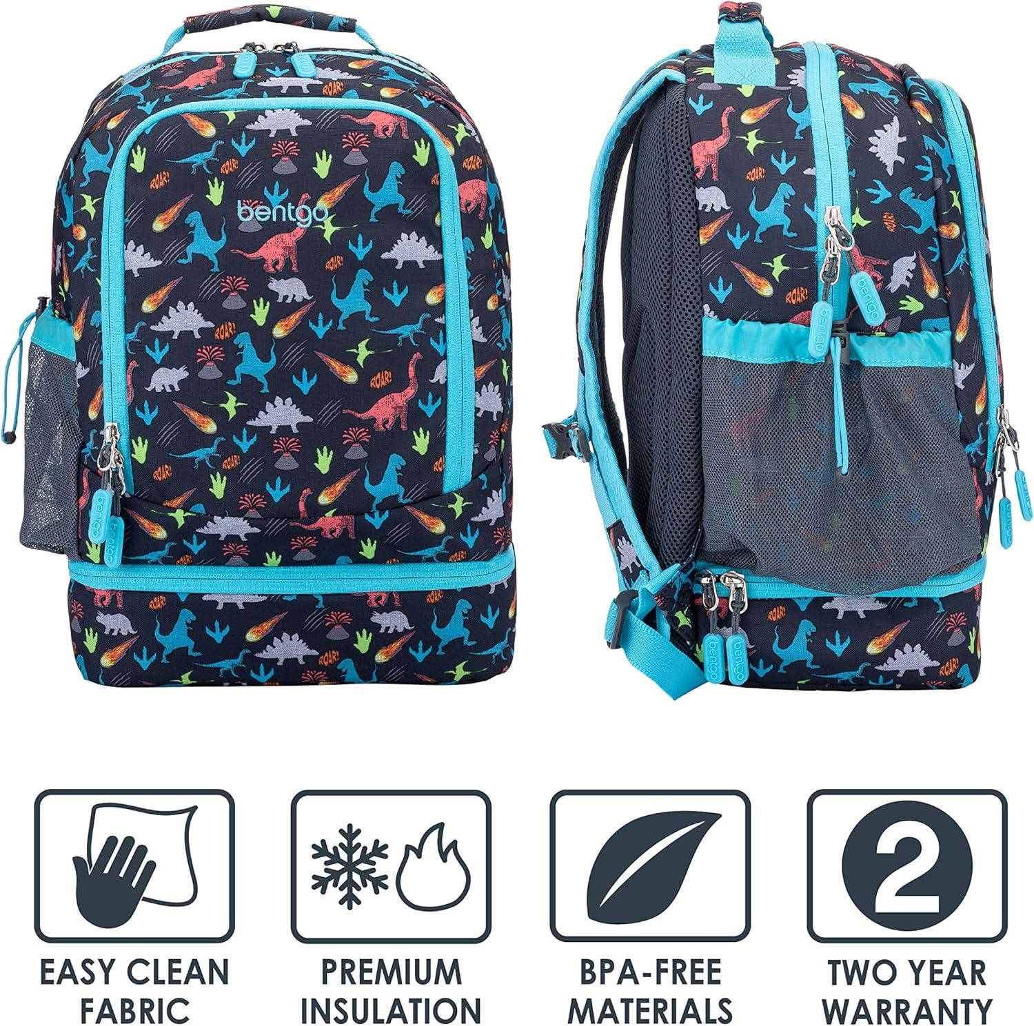 imageBentgo 2in1 Backpack amp Insulated Lunch Bag Set With Kids Prints Lunch Box and 4 Reusable Ice Packs Dinosaur