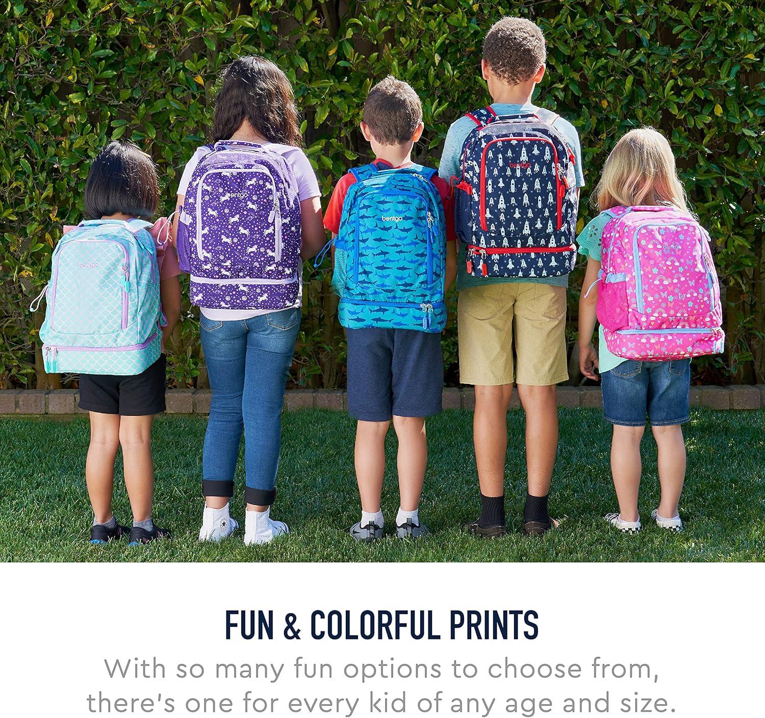 imageBentgo 2in1 Backpack amp Insulated Lunch Bag Set With Kids Prints Lunch Box and 4 Reusable Ice Packs Space Rockets