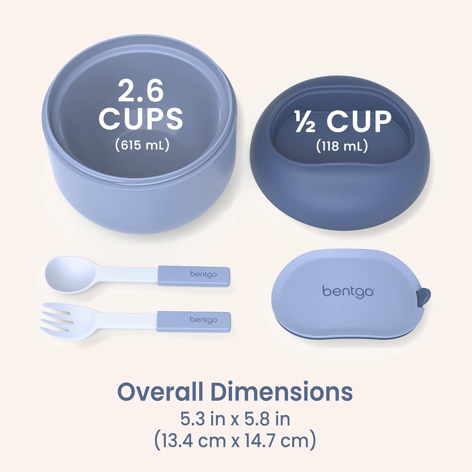 imageBentgo Bowl Insulated LeakResistant Bowl with Snack Compartment Collapsible Utensils and Improved EasyGrip Design for OntheGo Holds Soup Rice Cereal amp More BPAFree 212 oz BlushSlate