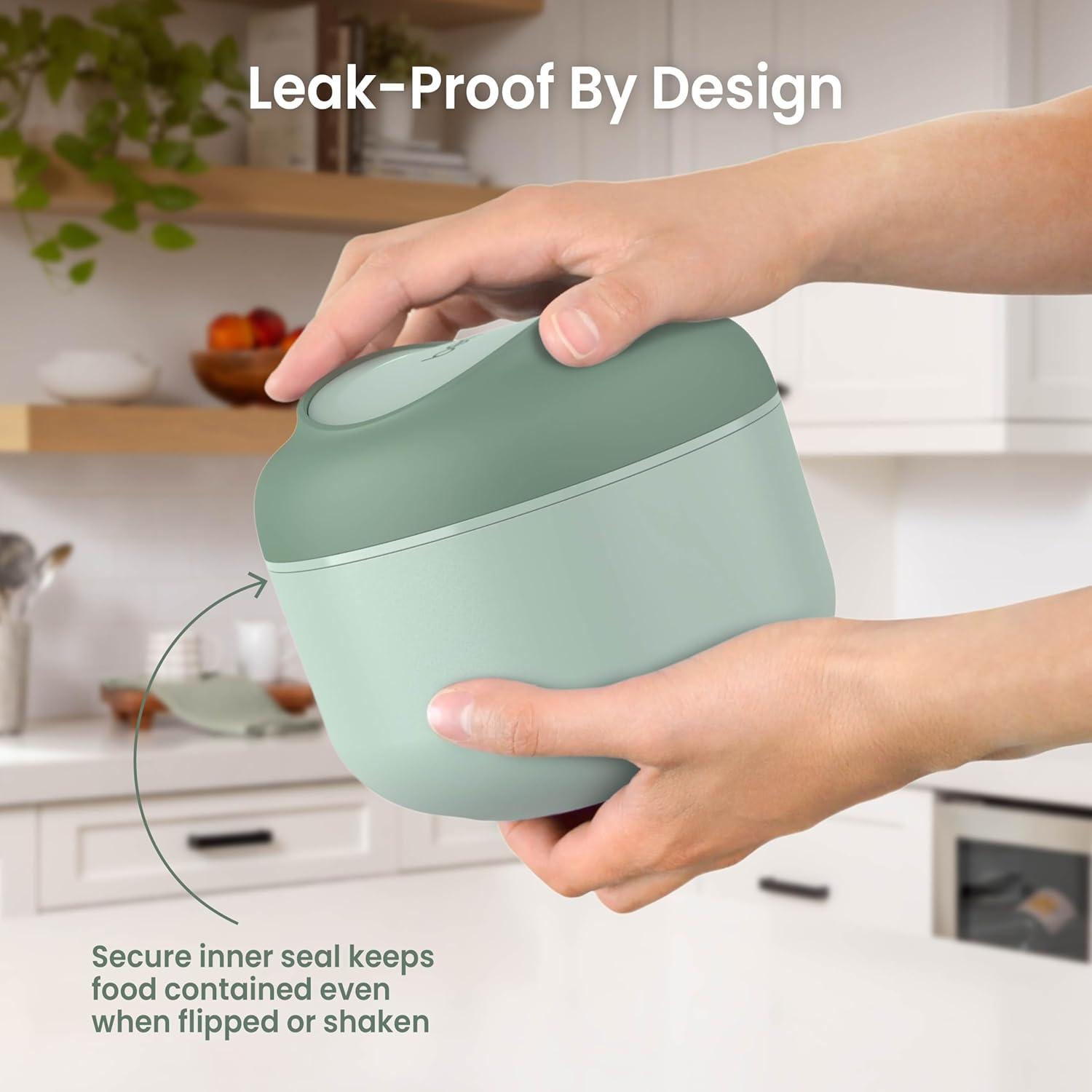 imageBentgo Bowl Insulated LeakResistant Bowl with Snack Compartment Collapsible Utensils and Improved EasyGrip Design for OntheGo Holds Soup Rice Cereal amp More BPAFree 212 oz BlushKhaki Green