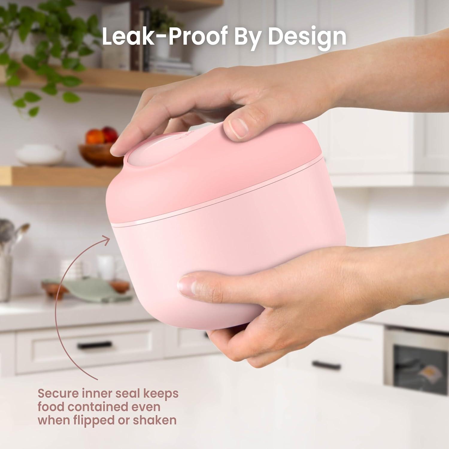 imageBentgo Bowl Insulated LeakResistant Bowl with Snack Compartment Collapsible Utensils and Improved EasyGrip Design for OntheGo Holds Soup Rice Cereal amp More BPAFree 212 oz BlushBlush