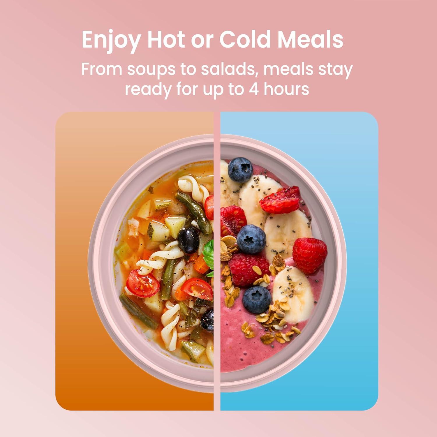 imageBentgo Bowl Insulated LeakResistant Bowl with Snack Compartment Collapsible Utensils and Improved EasyGrip Design for OntheGo Holds Soup Rice Cereal amp More BPAFree 212 oz BlushBlush