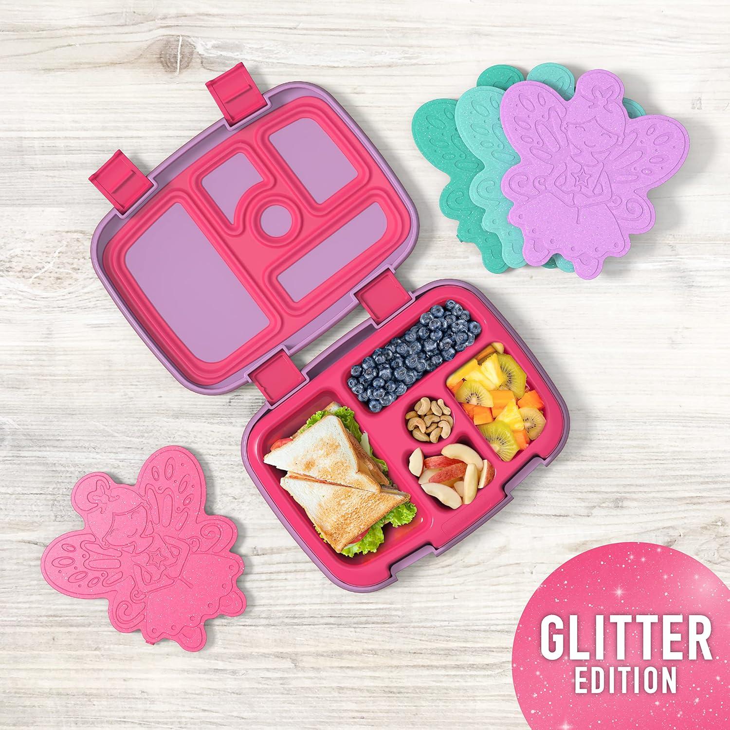imageBentgo Buddies Glitter Reusable Ice Packs Slim Ice Packs for Lunch Boxes Lunch Bags and Coolers Multicolored 4Pack MermaidGlitter Edition Fairy