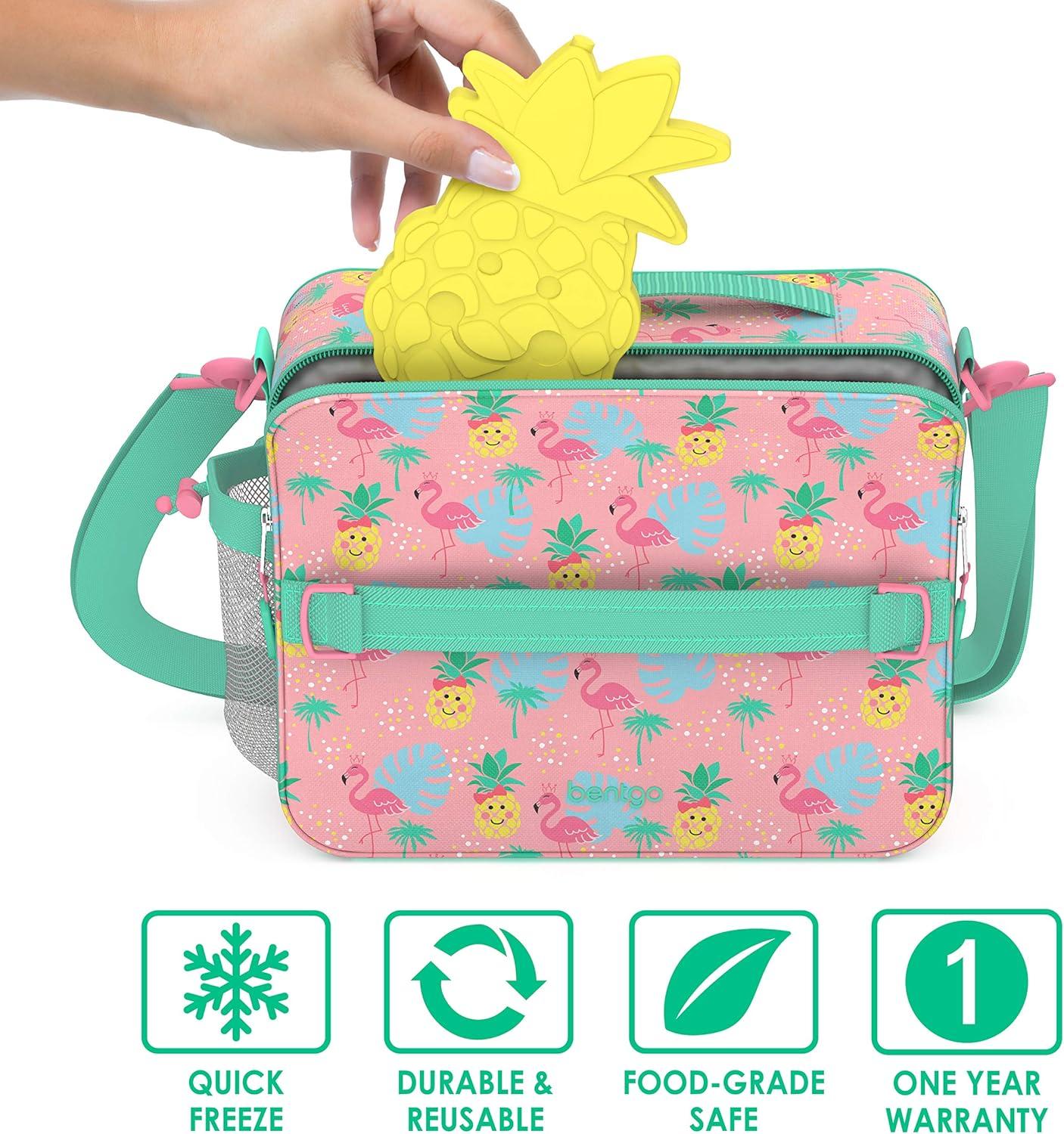 imageBentgo Buddies Glitter Reusable Ice Packs Slim Ice Packs for Lunch Boxes Lunch Bags and Coolers Multicolored 4Pack MermaidTropical