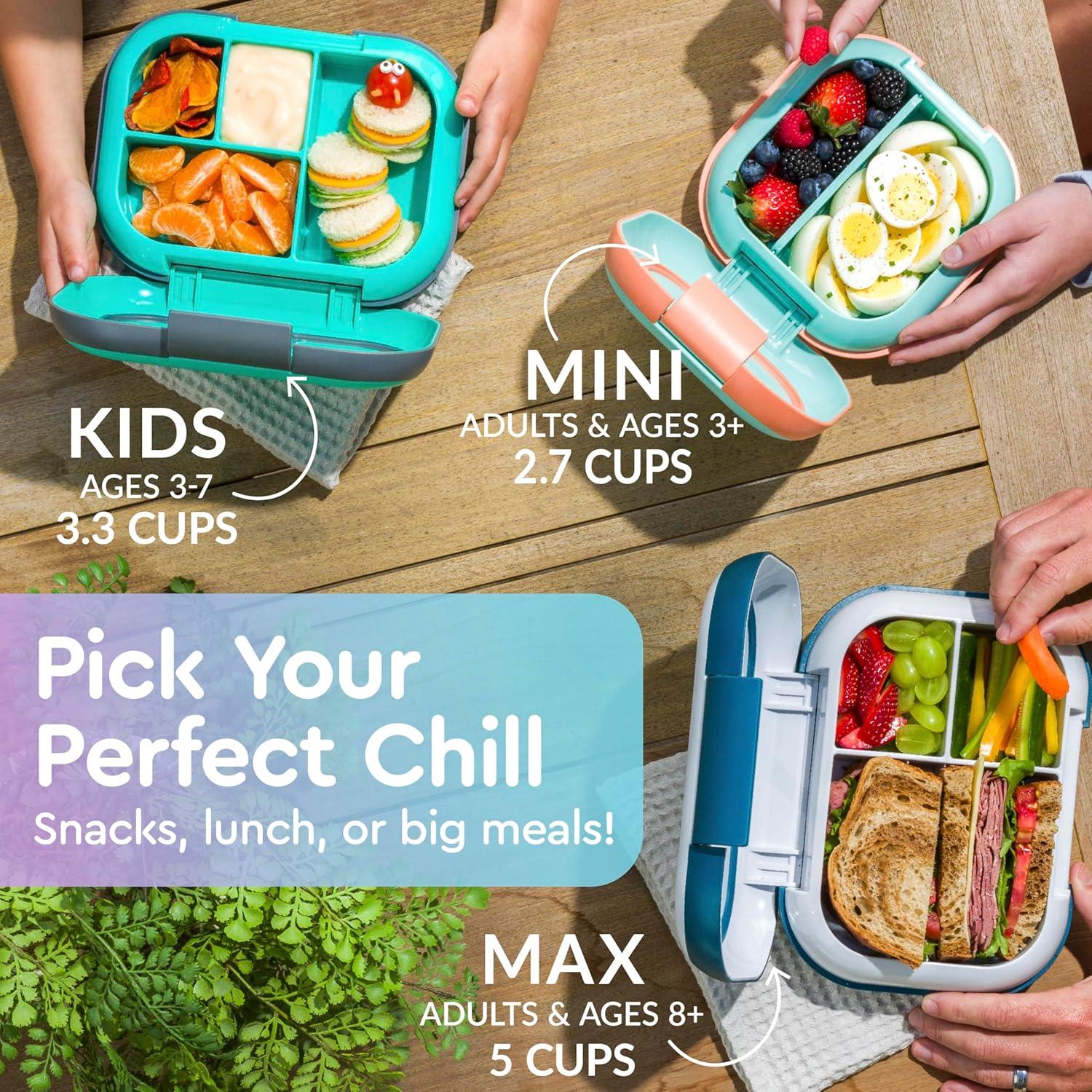 imageBentgo Chill Kids LeakProof Lunch Box 4Compartment Bento Box with BuiltIn Ice Pack 33 Cup Capacity PFAS amp BPAFree Microwave amp Dishwasher Safe Ideal Size for Ages 3 to 7 AquaConfetti Edition Vivid Orchid
