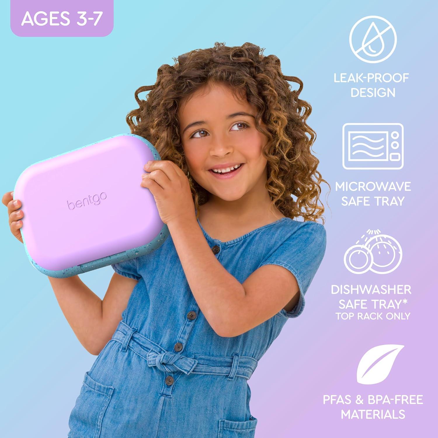 imageBentgo Chill Kids LeakProof Lunch Box 4Compartment Bento Box with BuiltIn Ice Pack 33 Cup Capacity PFAS amp BPAFree Microwave amp Dishwasher Safe Ideal Size for Ages 3 to 7 AquaConfetti Edition Vivid Orchid