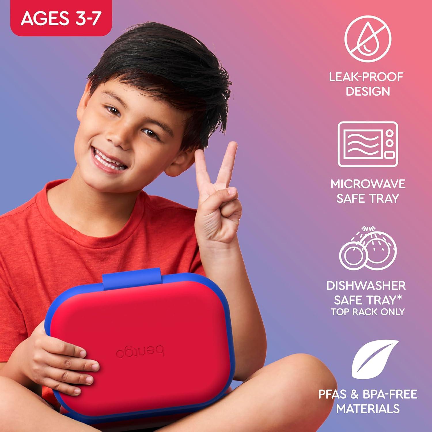 imageBentgo Chill Kids LeakProof Lunch Box 4Compartment Bento Box with BuiltIn Ice Pack 33 Cup Capacity PFAS amp BPAFree Microwave amp Dishwasher Safe Ideal Size for Ages 3 to 7 AquaRedRoyal