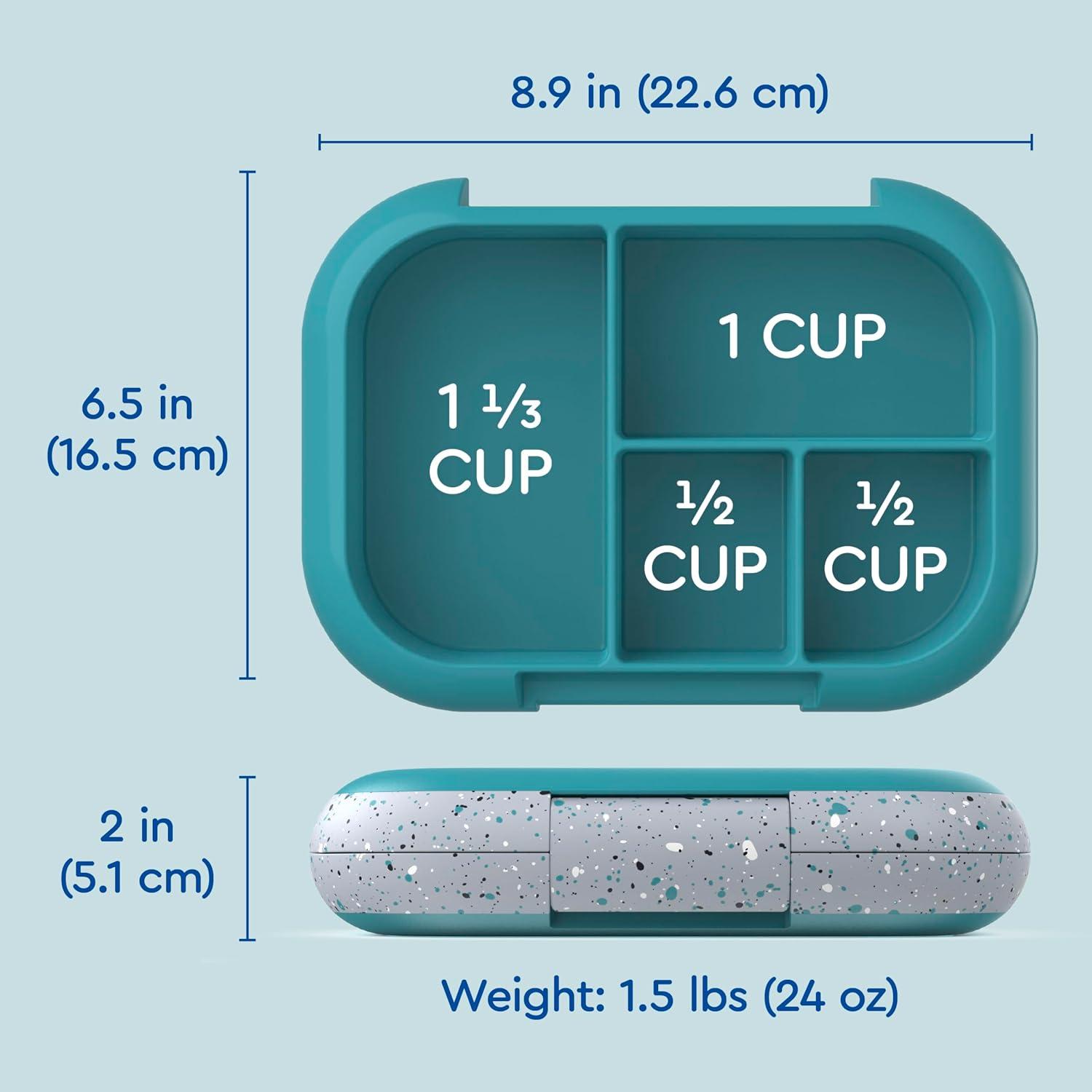 imageBentgo Chill Kids LeakProof Lunch Box 4Compartment Bento Box with BuiltIn Ice Pack 33 Cup Capacity PFAS amp BPAFree Microwave amp Dishwasher Safe Ideal Size for Ages 3 to 7 AquaConfetti Edition Truly Teal