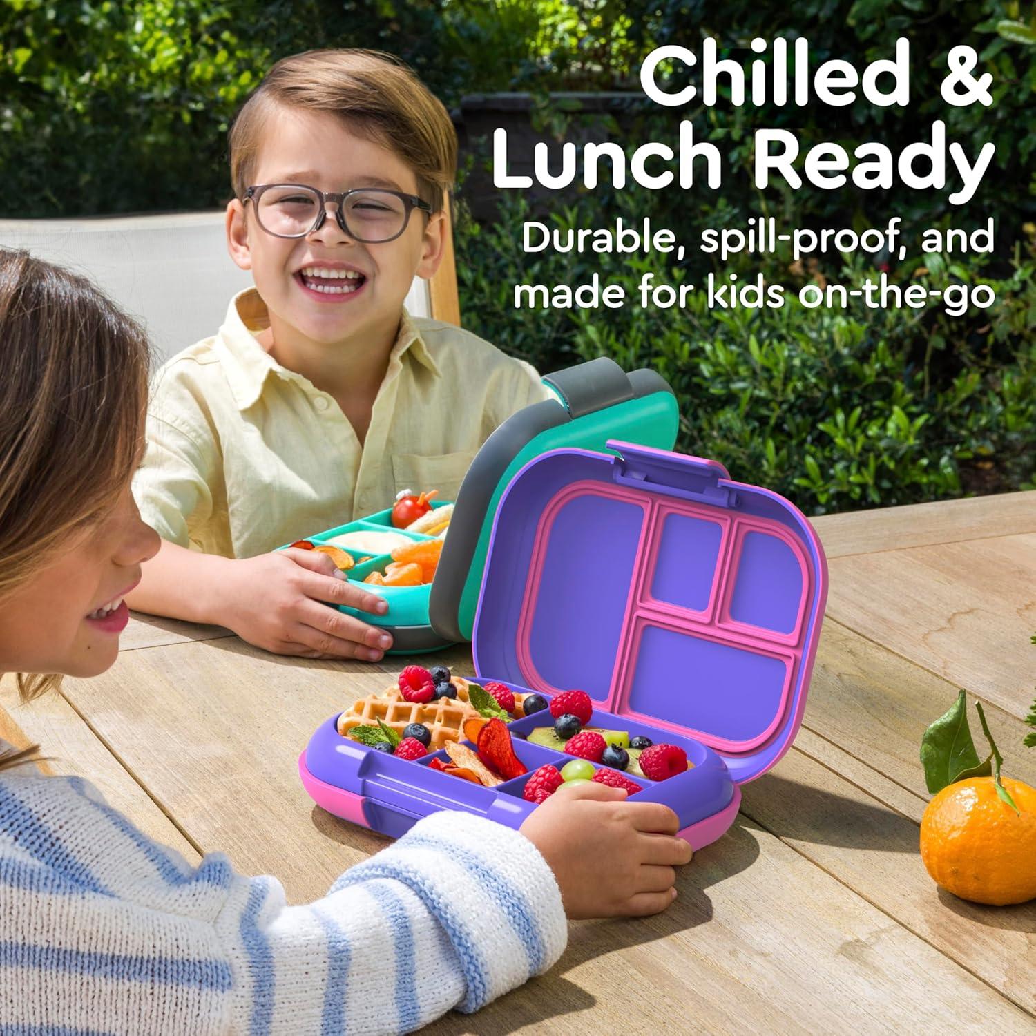 imageBentgo Chill Kids LeakProof Lunch Box 4Compartment Bento Box with BuiltIn Ice Pack 33 Cup Capacity PFAS amp BPAFree Microwave amp Dishwasher Safe Ideal Size for Ages 3 to 7 AquaElectric Violet