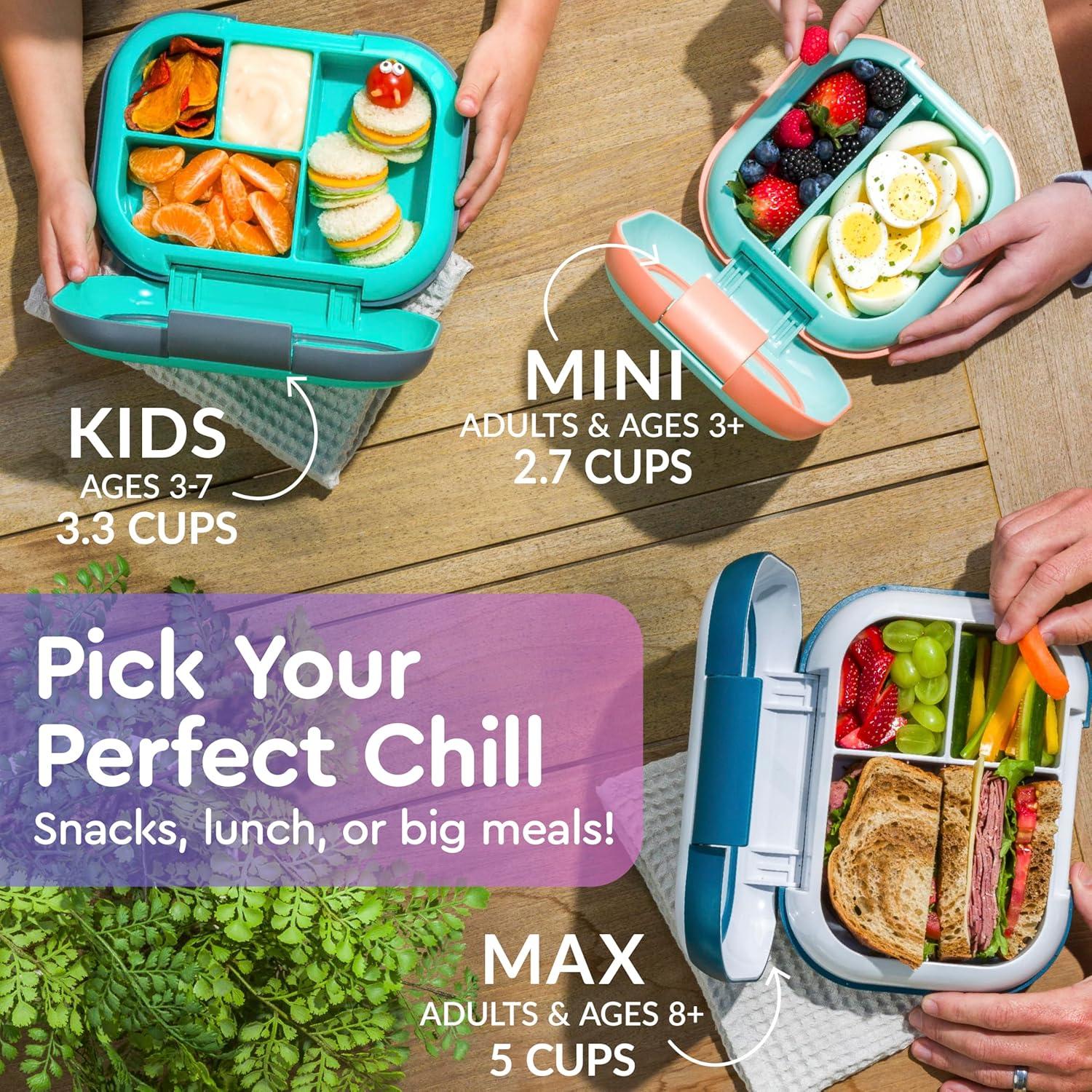imageBentgo Chill Kids LeakProof Lunch Box 4Compartment Bento Box with BuiltIn Ice Pack 33 Cup Capacity PFAS amp BPAFree Microwave amp Dishwasher Safe Ideal Size for Ages 3 to 7 AquaElectric Violet