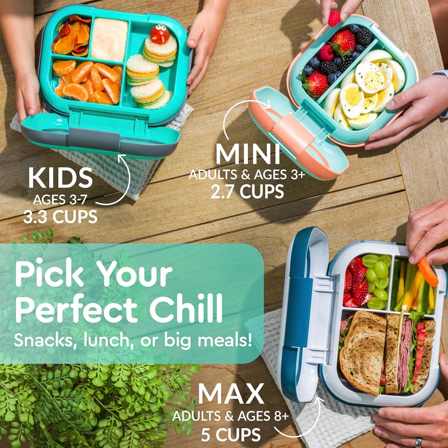 imageBentgo Chill Kids LeakProof Lunch Box 4Compartment Bento Box with BuiltIn Ice Pack 33 Cup Capacity PFAS amp BPAFree Microwave amp Dishwasher Safe Ideal Size for Ages 3 to 7 AquaAqua