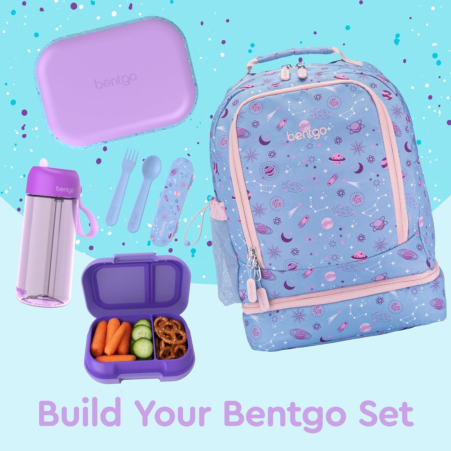 imageBentgo Chill Kids LeakProof Lunch Box 4Compartment Bento Box with BuiltIn Ice Pack 33 Cup Capacity PFAS amp BPAFree Microwave amp Dishwasher Safe Ideal Size for Ages 3 to 7 AquaConfetti Edition Vivid Orchid