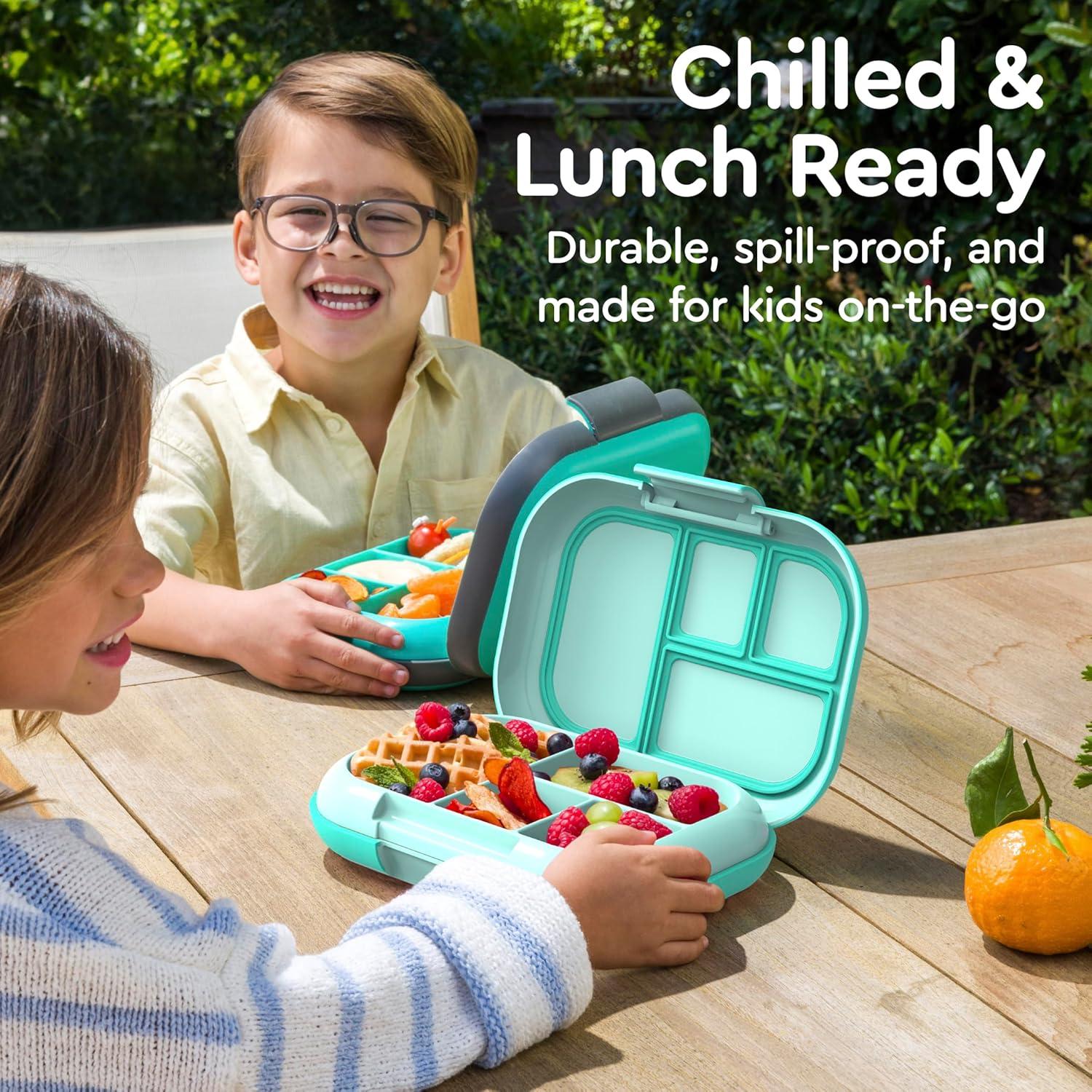imageBentgo Chill Kids LeakProof Lunch Box 4Compartment Bento Box with BuiltIn Ice Pack 33 Cup Capacity PFAS amp BPAFree Microwave amp Dishwasher Safe Ideal Size for Ages 3 to 7 AquaAqua