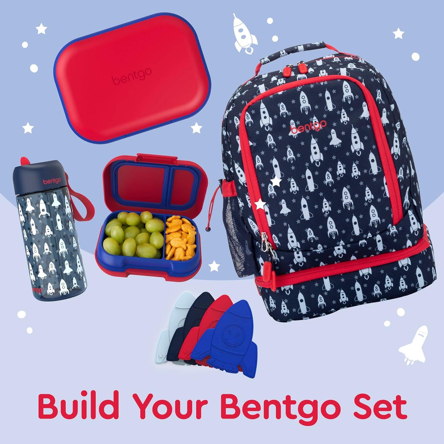 imageBentgo Chill Kids LeakProof Lunch Box 4Compartment Bento Box with BuiltIn Ice Pack 33 Cup Capacity PFAS amp BPAFree Microwave amp Dishwasher Safe Ideal Size for Ages 3 to 7 AquaRedRoyal