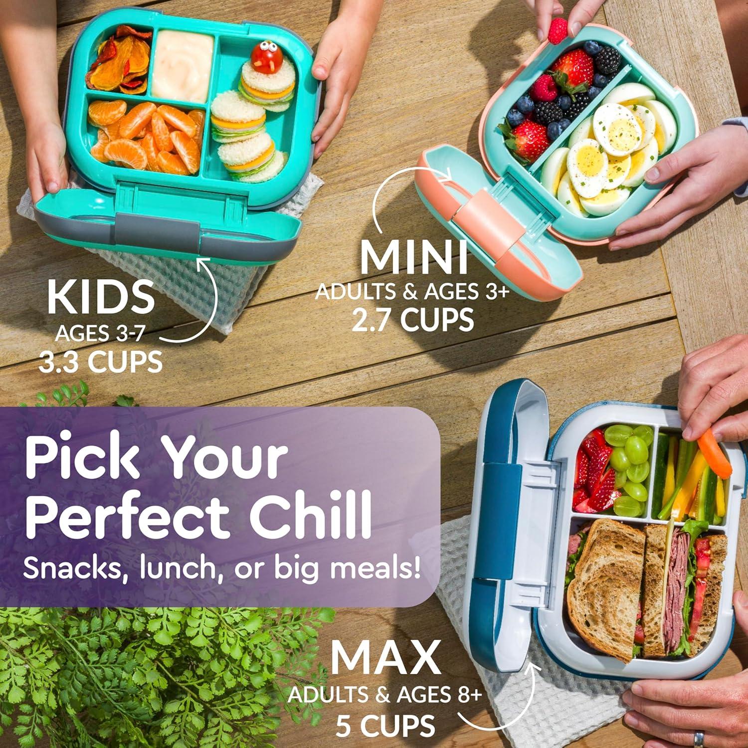 imageBentgo Chill Kids LeakProof Lunch Box 4Compartment Bento Box with BuiltIn Ice Pack 33 Cup Capacity PFAS amp BPAFree Microwave amp Dishwasher Safe Ideal Size for Ages 3 to 7 AquaPurple