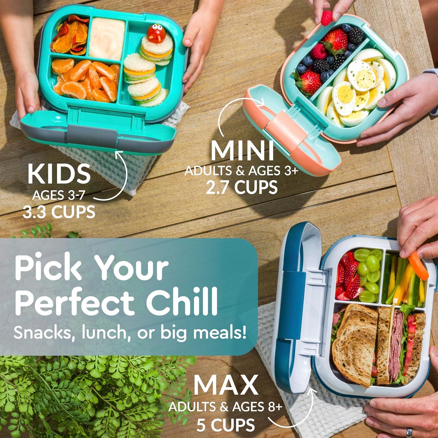 imageBentgo Chill Kids LeakProof Lunch Box 4Compartment Bento Box with BuiltIn Ice Pack 33 Cup Capacity PFAS amp BPAFree Microwave amp Dishwasher Safe Ideal Size for Ages 3 to 7 AquaConfetti Edition Truly Teal
