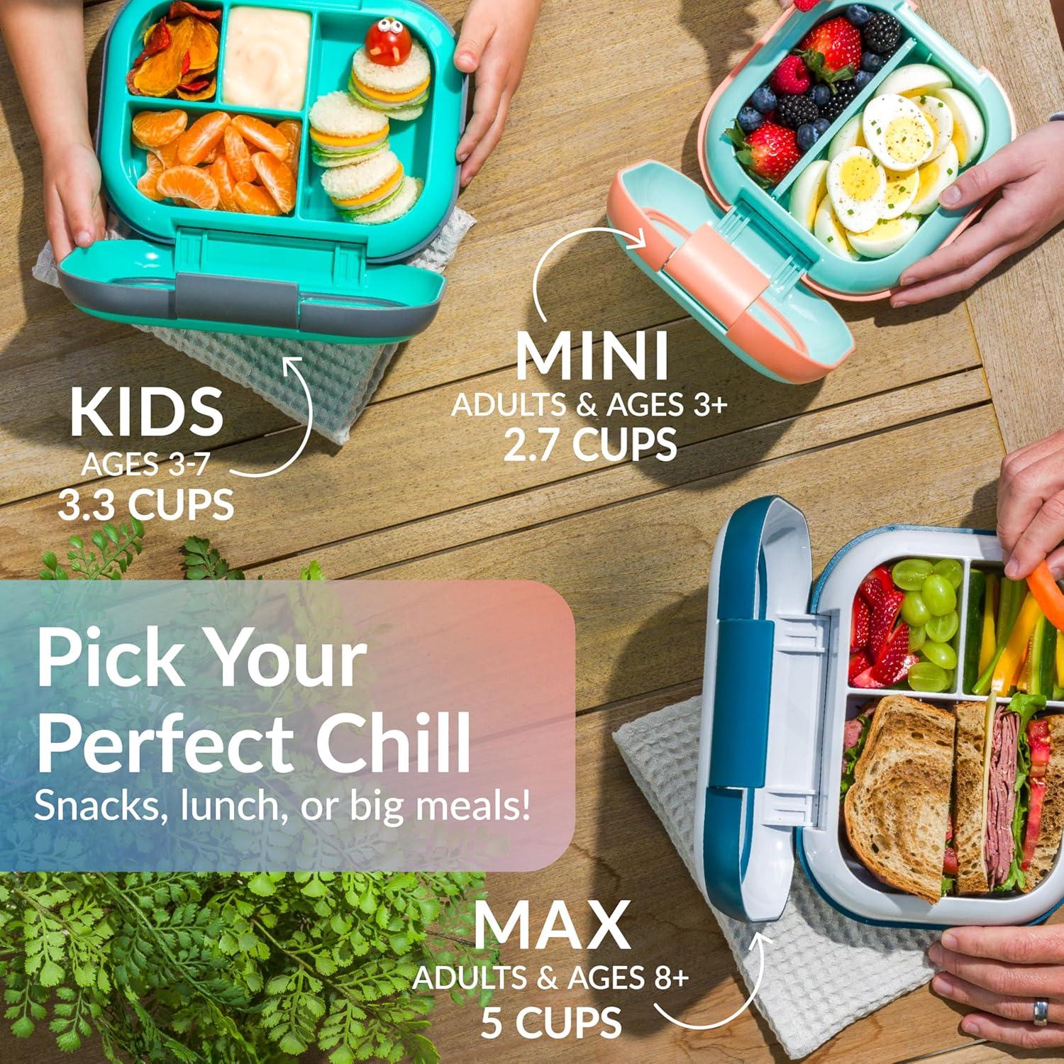 imageBentgo Chill Mini LeakProof Lunch Box BuiltIn Ice Pack Keeps Food Cold 27Cup Capacity for Snacks or a Sandwich 3 or 4 Compartments PFAS amp BPAFree Ideal for Adults amp Kids 3 Lilac MistSeaside Papaya