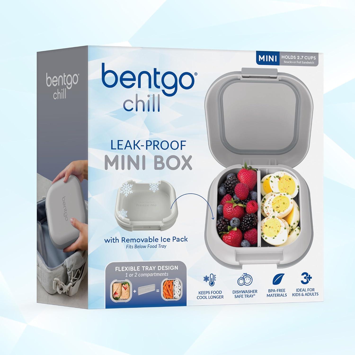 imageBentgo Chill Mini LeakProof Lunch Box BuiltIn Ice Pack Keeps Food Cold 27Cup Capacity for Snacks or a Sandwich 3 or 4 Compartments PFAS amp BPAFree Ideal for Adults amp Kids 3 Lilac MistCrisp Grays
