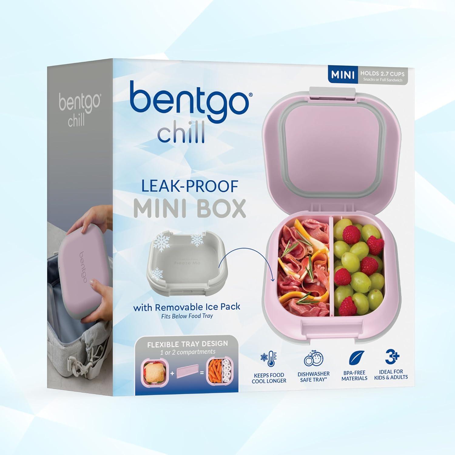 imageBentgo Chill Mini LeakProof Lunch Box BuiltIn Ice Pack Keeps Food Cold 27Cup Capacity for Snacks or a Sandwich 3 or 4 Compartments PFAS amp BPAFree Ideal for Adults amp Kids 3 Lilac MistLilac Mist