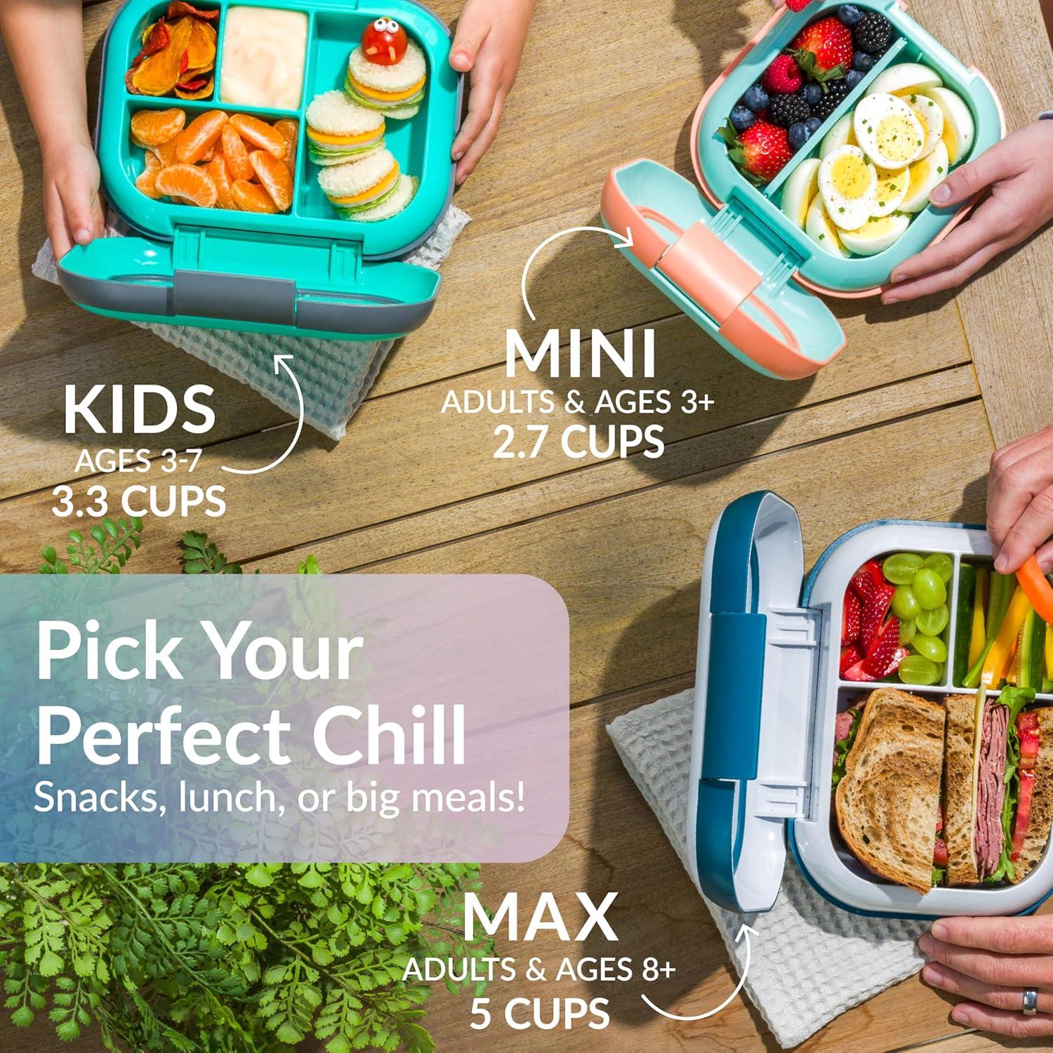 imageBentgo Chill Mini LeakProof Lunch Box BuiltIn Ice Pack Keeps Food Cold 27Cup Capacity for Snacks or a Sandwich 3 or 4 Compartments PFAS amp BPAFree Ideal for Adults amp Kids 3 Lilac MistLilac Mist