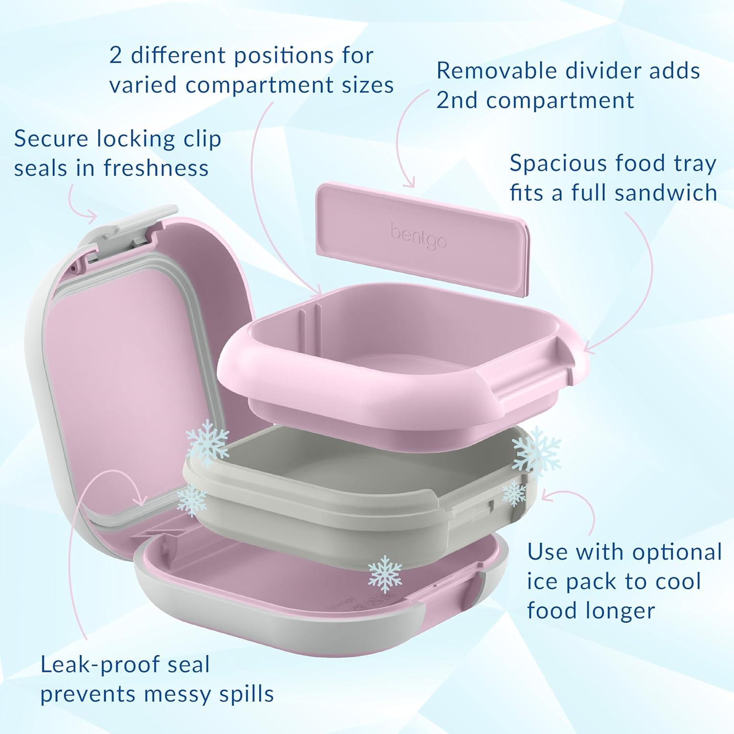 imageBentgo Chill Mini LeakProof Lunch Box BuiltIn Ice Pack Keeps Food Cold 27Cup Capacity for Snacks or a Sandwich 3 or 4 Compartments PFAS amp BPAFree Ideal for Adults amp Kids 3 Lilac MistLilac Mist