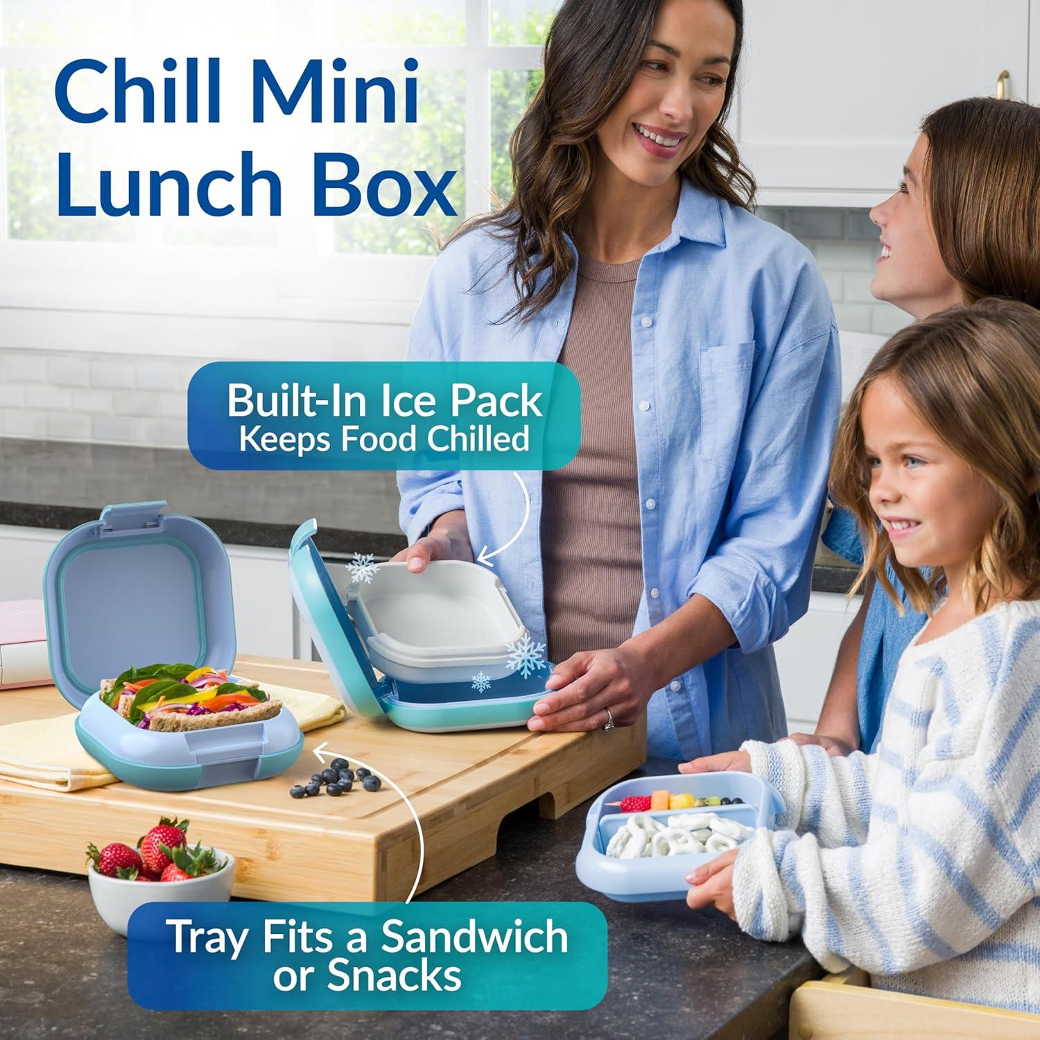 imageBentgo Chill Mini LeakProof Lunch Box BuiltIn Ice Pack Keeps Food Cold 27Cup Capacity for Snacks or a Sandwich 3 or 4 Compartments PFAS amp BPAFree Ideal for Adults amp Kids 3 Tide Blues