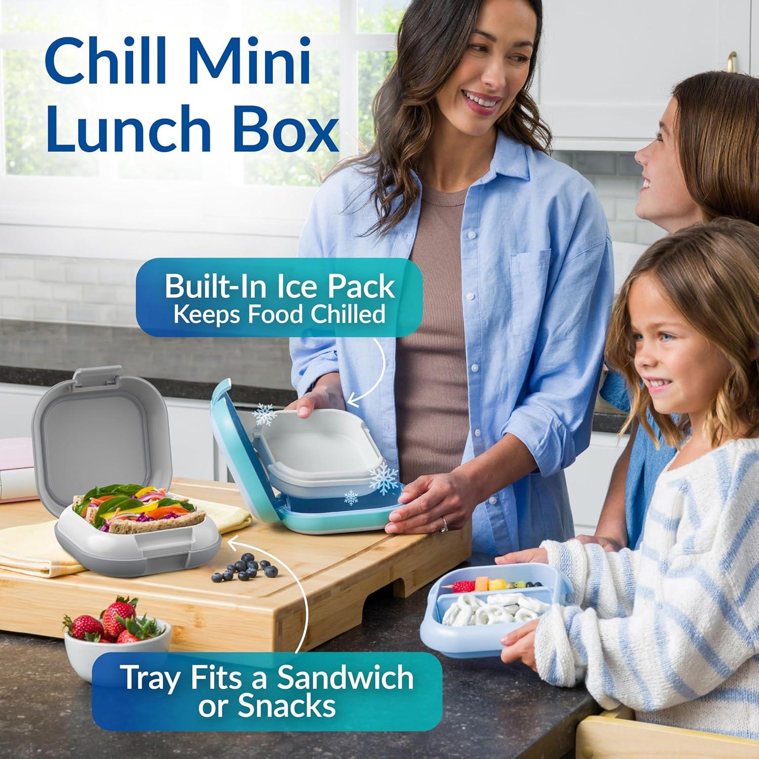 imageBentgo Chill Mini LeakProof Lunch Box BuiltIn Ice Pack Keeps Food Cold 27Cup Capacity for Snacks or a Sandwich 3 or 4 Compartments PFAS amp BPAFree Ideal for Adults amp Kids 3 Lilac MistCrisp Grays