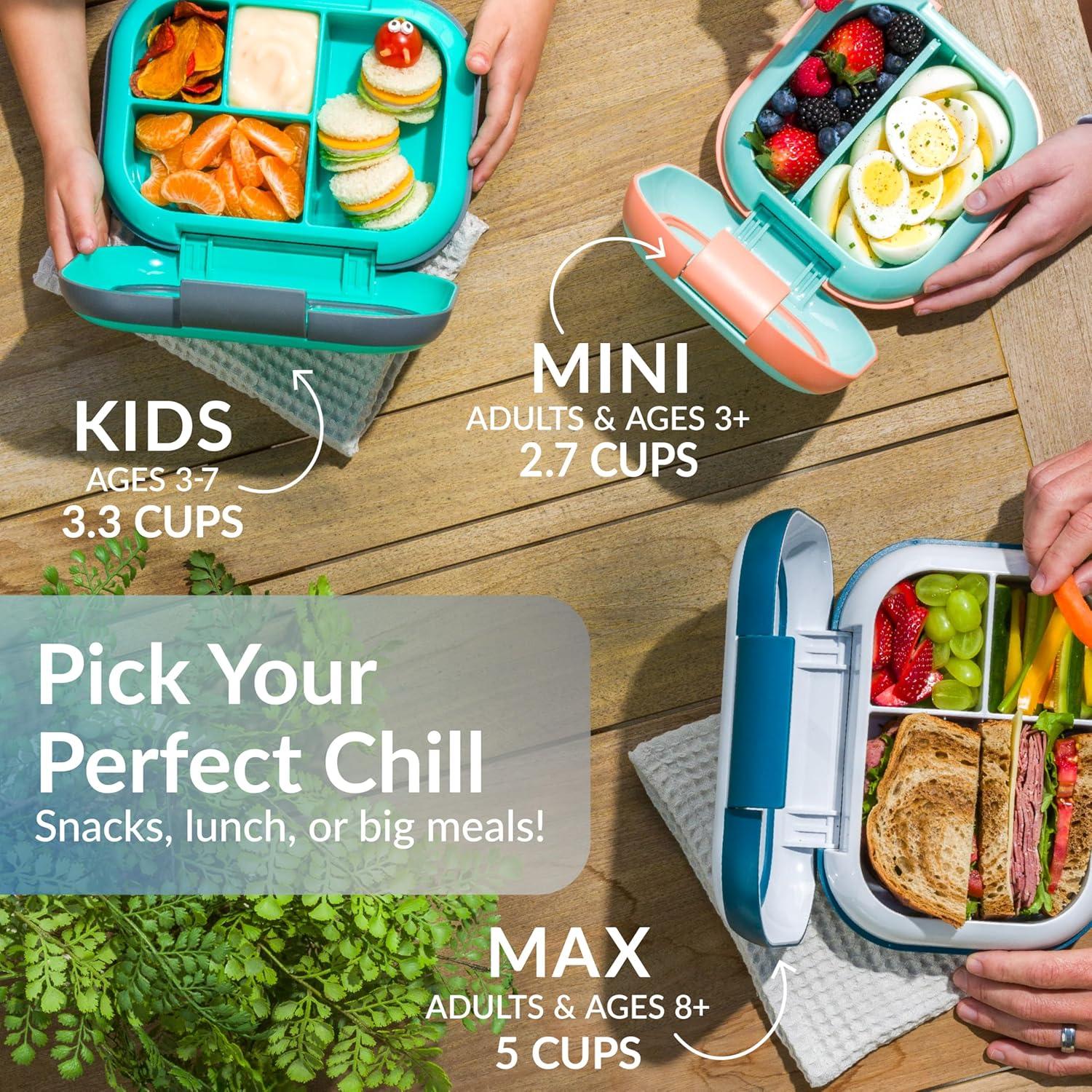 imageBentgo Chill Mini LeakProof Lunch Box BuiltIn Ice Pack Keeps Food Cold 27Cup Capacity for Snacks or a Sandwich 3 or 4 Compartments PFAS amp BPAFree Ideal for Adults amp Kids 3 Lilac MistCrisp Grays