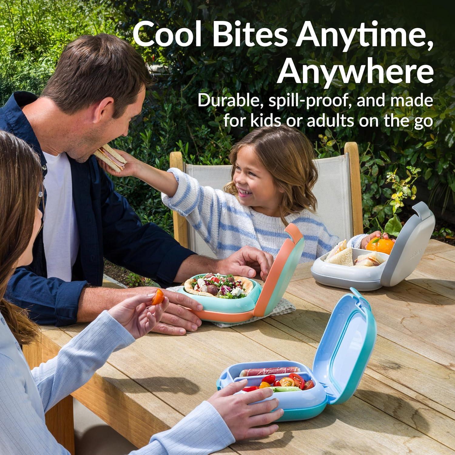 imageBentgo Chill Mini LeakProof Lunch Box BuiltIn Ice Pack Keeps Food Cold 27Cup Capacity for Snacks or a Sandwich 3 or 4 Compartments PFAS amp BPAFree Ideal for Adults amp Kids 3 Tide Blues