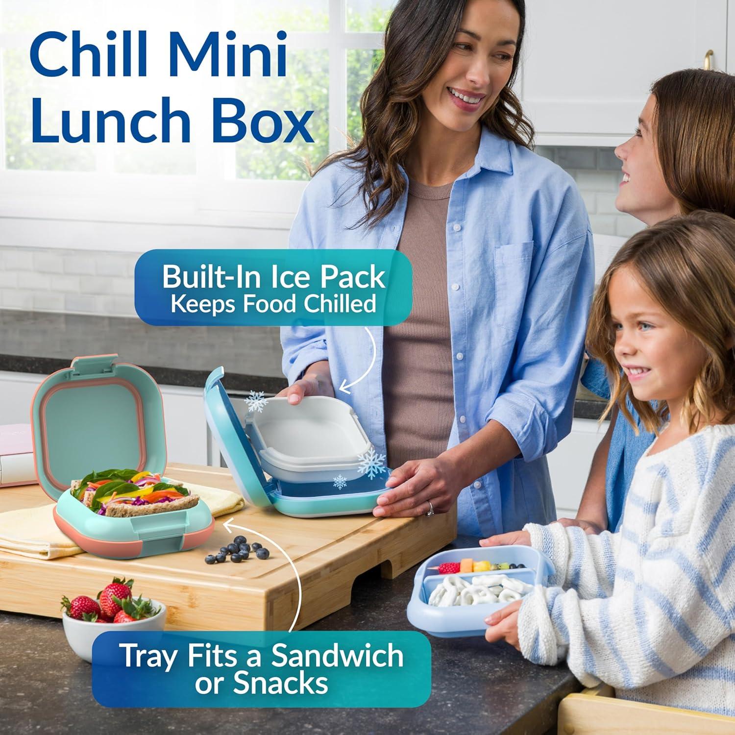 imageBentgo Chill Mini LeakProof Lunch Box BuiltIn Ice Pack Keeps Food Cold 27Cup Capacity for Snacks or a Sandwich 3 or 4 Compartments PFAS amp BPAFree Ideal for Adults amp Kids 3 Lilac MistSeaside Papaya