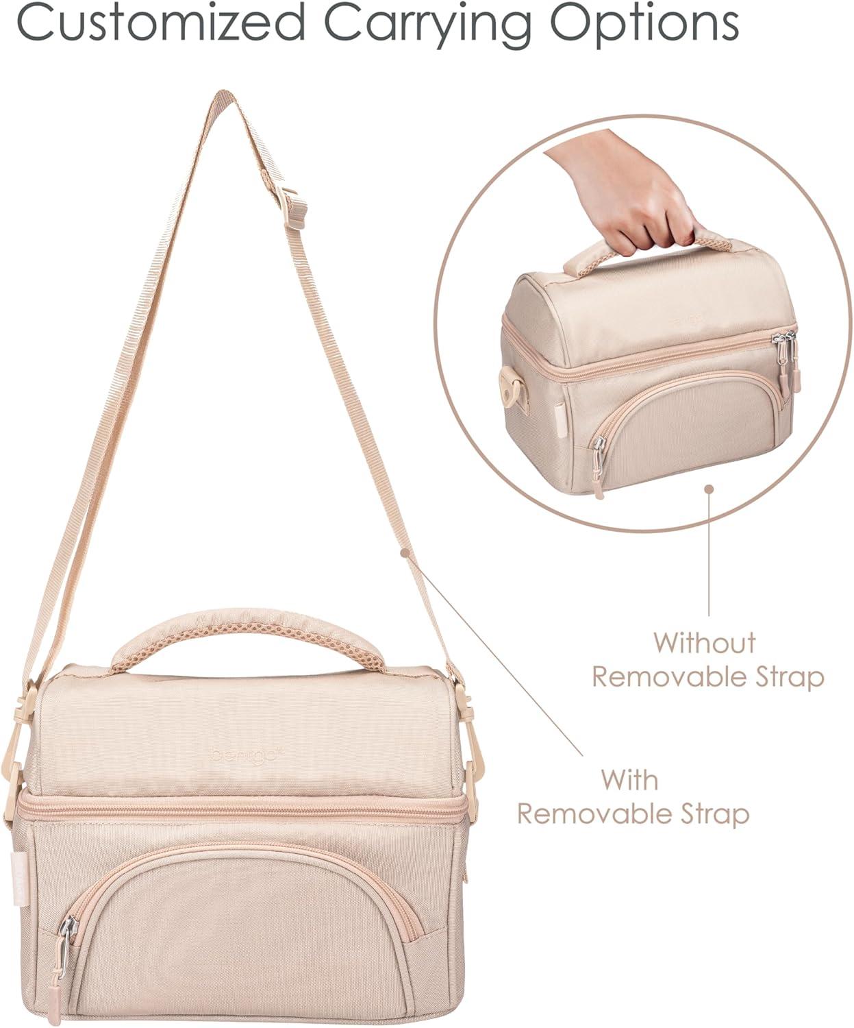 imageBentgo Deluxe Lunch Bag Durable and Insulated Lunch Tote with Zippered Outer Pocket Internal Mesh Pocket Padded amp Adjustable Straps amp 2Way Zippers Fits Most Lunch Boxes Khaki GreenSand