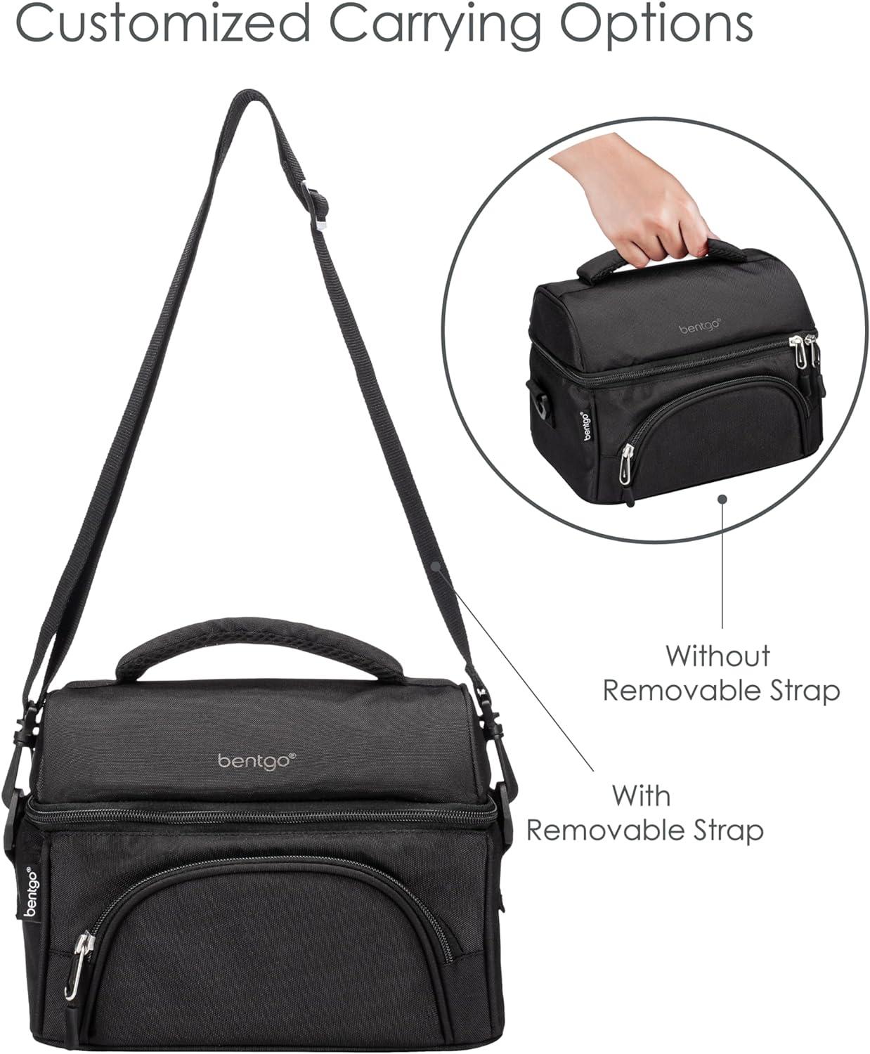 imageBentgo Deluxe Lunch Bag Durable and Insulated Lunch Tote with Zippered Outer Pocket Internal Mesh Pocket Padded amp Adjustable Straps amp 2Way Zippers Fits Most Lunch Boxes Khaki GreenCarbon Black
