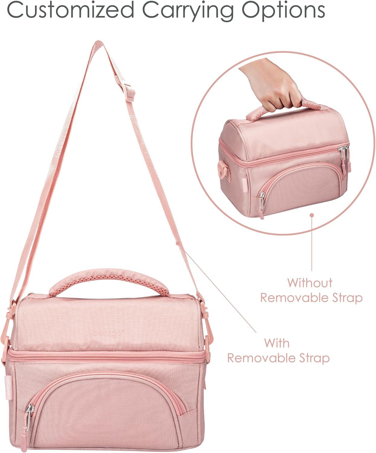 imageBentgo Deluxe Lunch Bag Durable and Insulated Lunch Tote with Zippered Outer Pocket Internal Mesh Pocket Padded amp Adjustable Straps amp 2Way Zippers Fits Most Lunch Boxes Khaki GreenBlush