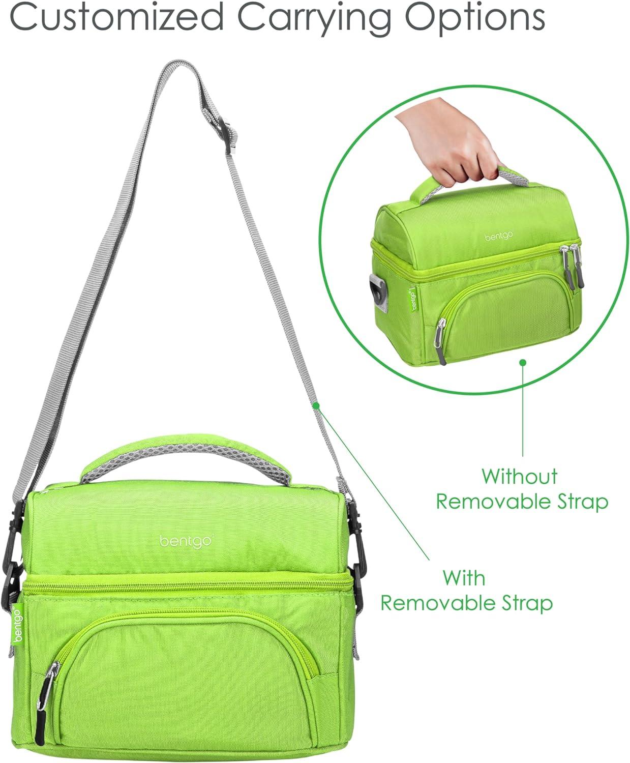 imageBentgo Deluxe Lunch Bag Durable and Insulated Lunch Tote with Zippered Outer Pocket Internal Mesh Pocket Padded amp Adjustable Straps amp 2Way Zippers Fits Most Lunch Boxes Khaki GreenGreen