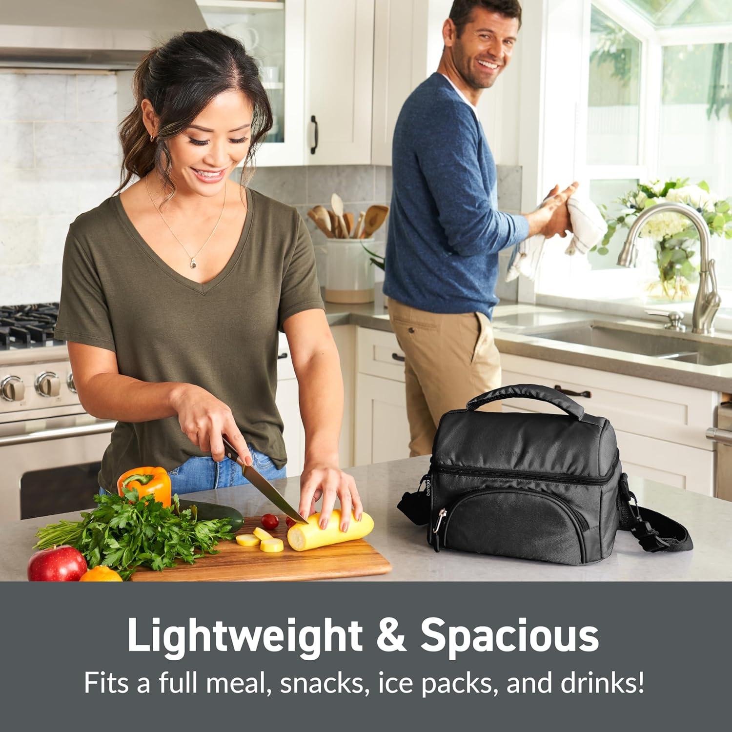 imageBentgo Deluxe Lunch Bag Durable and Insulated Lunch Tote with Zippered Outer Pocket Internal Mesh Pocket Padded amp Adjustable Straps amp 2Way Zippers Fits Most Lunch Boxes Khaki GreenCarbon Black