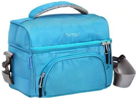 imageBentgo Deluxe Lunch Bag Durable and Insulated Lunch Tote with Zippered Outer Pocket Internal Mesh Pocket Padded amp Adjustable Straps amp 2Way Zippers Fits Most Lunch Boxes Khaki GreenBlue