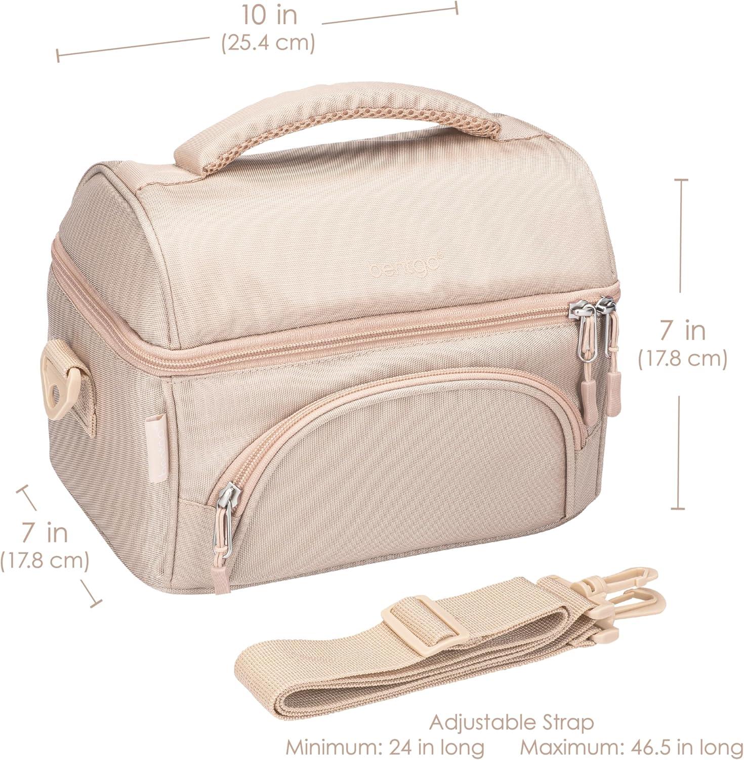 imageBentgo Deluxe Lunch Bag Durable and Insulated Lunch Tote with Zippered Outer Pocket Internal Mesh Pocket Padded amp Adjustable Straps amp 2Way Zippers Fits Most Lunch Boxes Khaki GreenSand