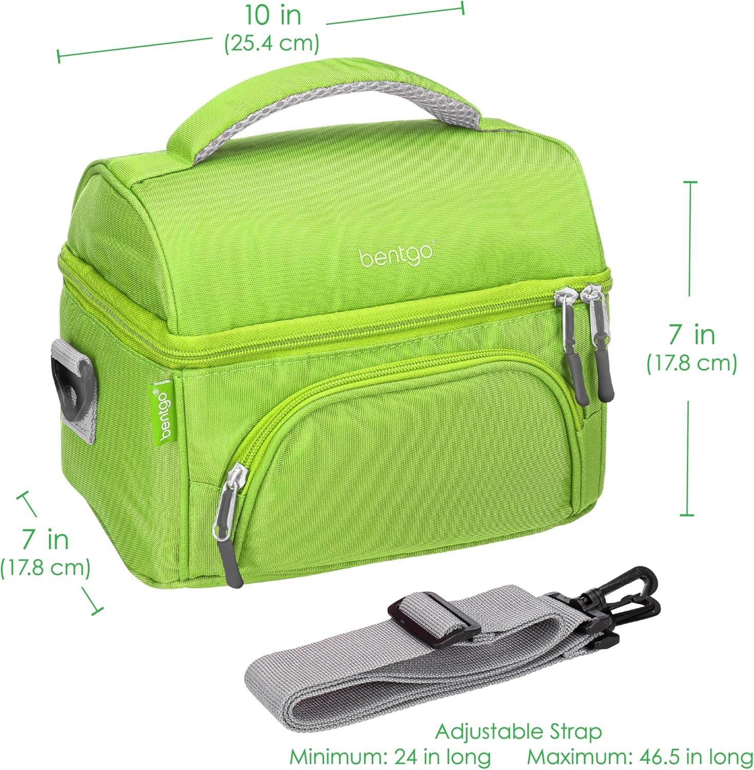 imageBentgo Deluxe Lunch Bag Durable and Insulated Lunch Tote with Zippered Outer Pocket Internal Mesh Pocket Padded amp Adjustable Straps amp 2Way Zippers Fits Most Lunch Boxes Khaki GreenGreen