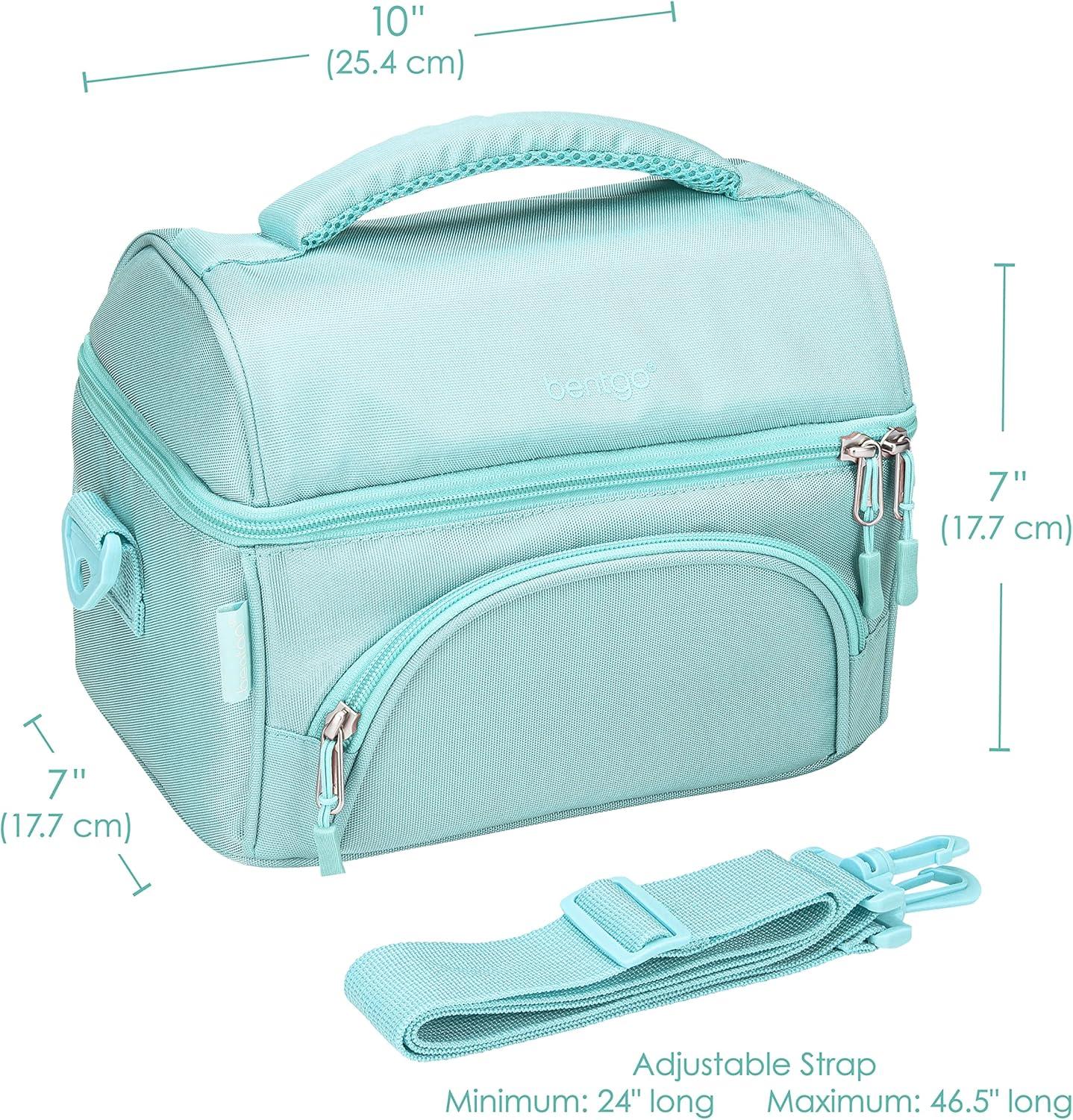 imageBentgo Deluxe Lunch Bag Durable and Insulated Lunch Tote with Zippered Outer Pocket Internal Mesh Pocket Padded amp Adjustable Straps amp 2Way Zippers Fits Most Lunch Boxes Khaki GreenCoastal Aqua