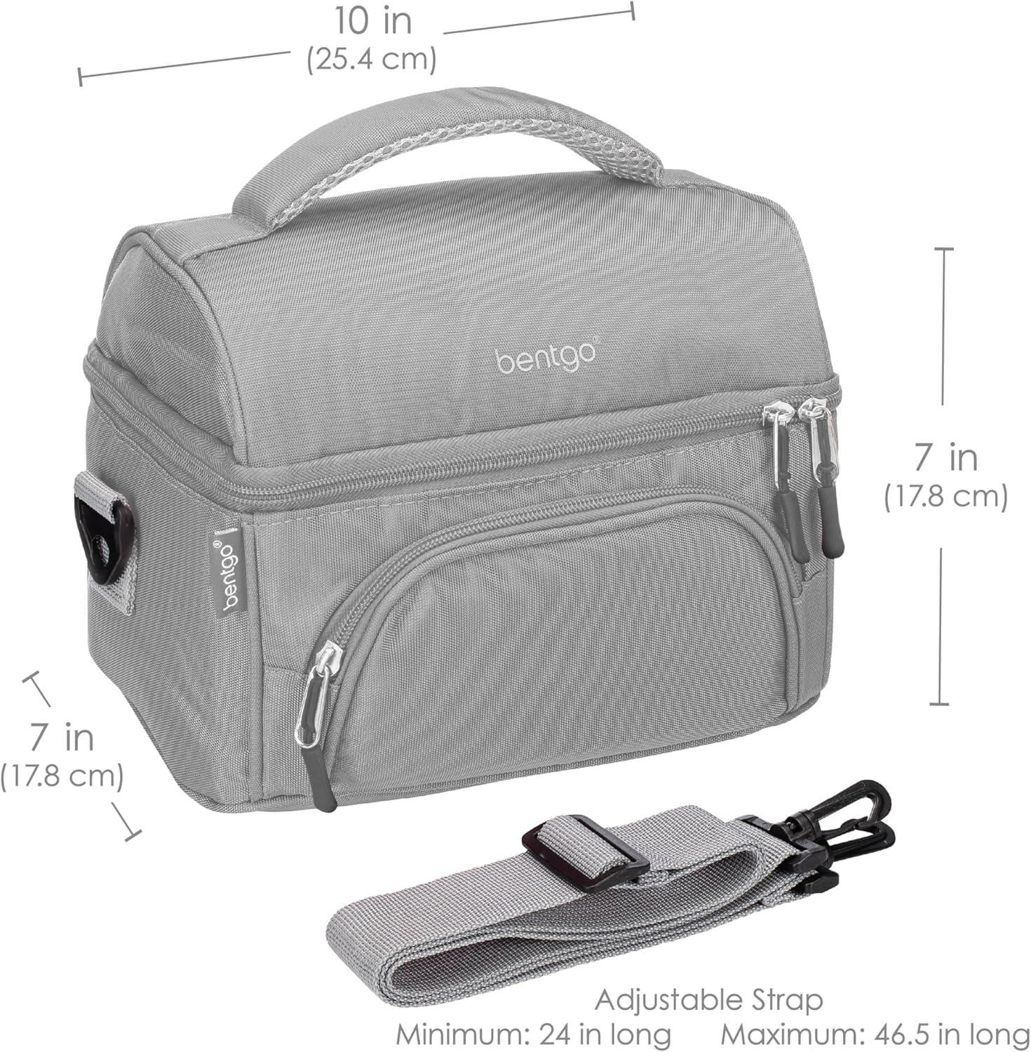 imageBentgo Deluxe Lunch Bag Durable and Insulated Lunch Tote with Zippered Outer Pocket Internal Mesh Pocket Padded amp Adjustable Straps amp 2Way Zippers Fits Most Lunch Boxes Khaki GreenGray