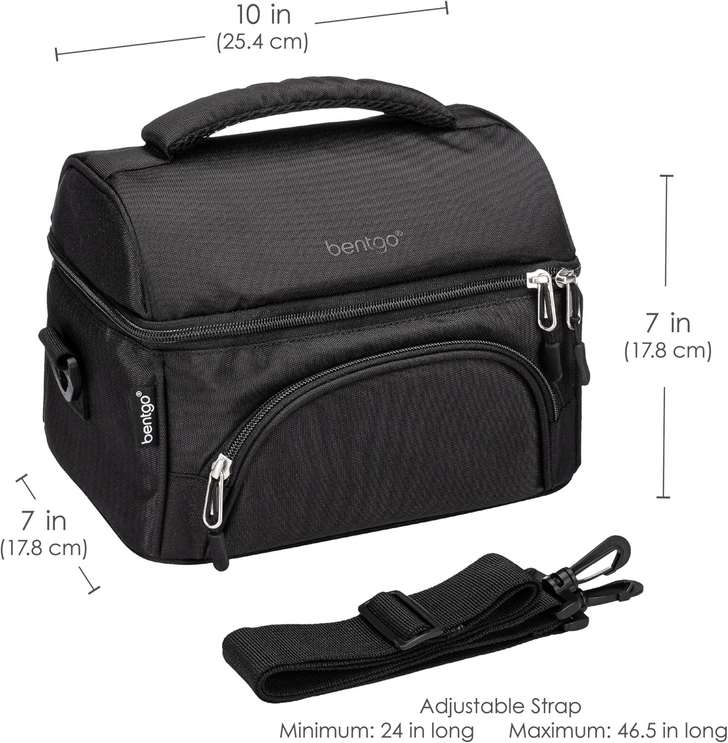 imageBentgo Deluxe Lunch Bag Durable and Insulated Lunch Tote with Zippered Outer Pocket Internal Mesh Pocket Padded amp Adjustable Straps amp 2Way Zippers Fits Most Lunch Boxes Khaki GreenCarbon Black