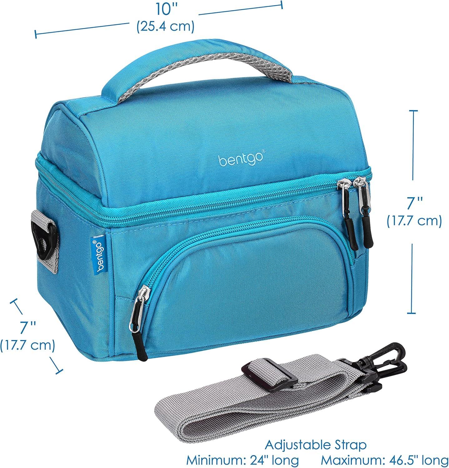 imageBentgo Deluxe Lunch Bag Durable and Insulated Lunch Tote with Zippered Outer Pocket Internal Mesh Pocket Padded amp Adjustable Straps amp 2Way Zippers Fits Most Lunch Boxes Khaki GreenBlue